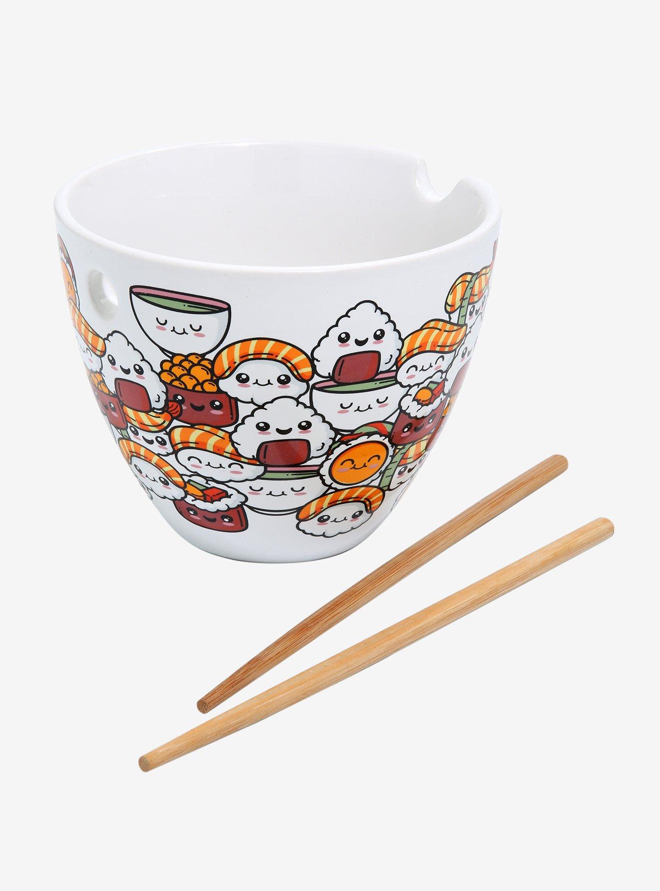 Kawaii Chibi Sushi Ramen Bowl with Chopsticks, , alternate