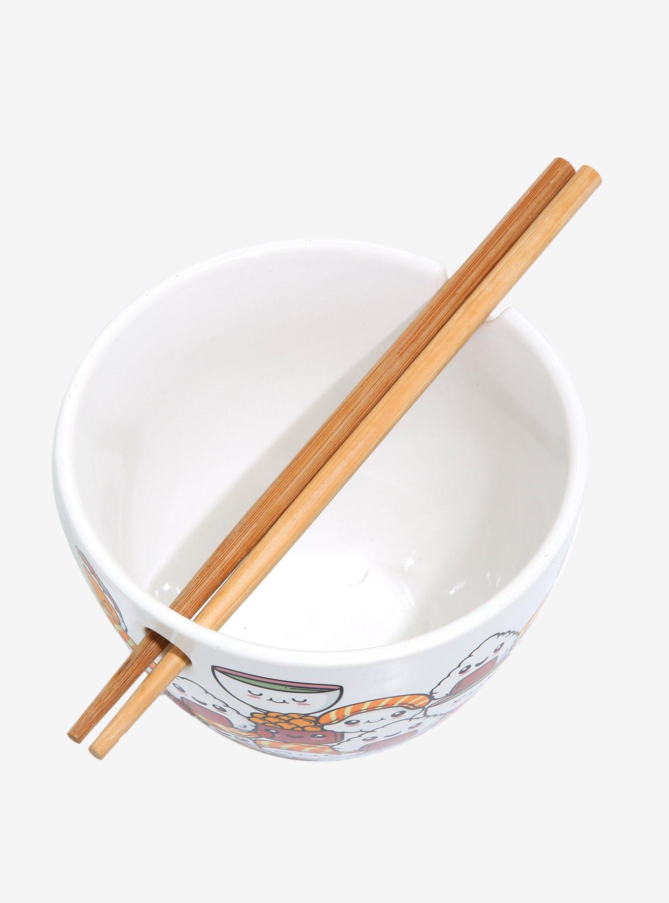Kawaii Chibi Sushi Ramen Bowl with Chopsticks, , alternate