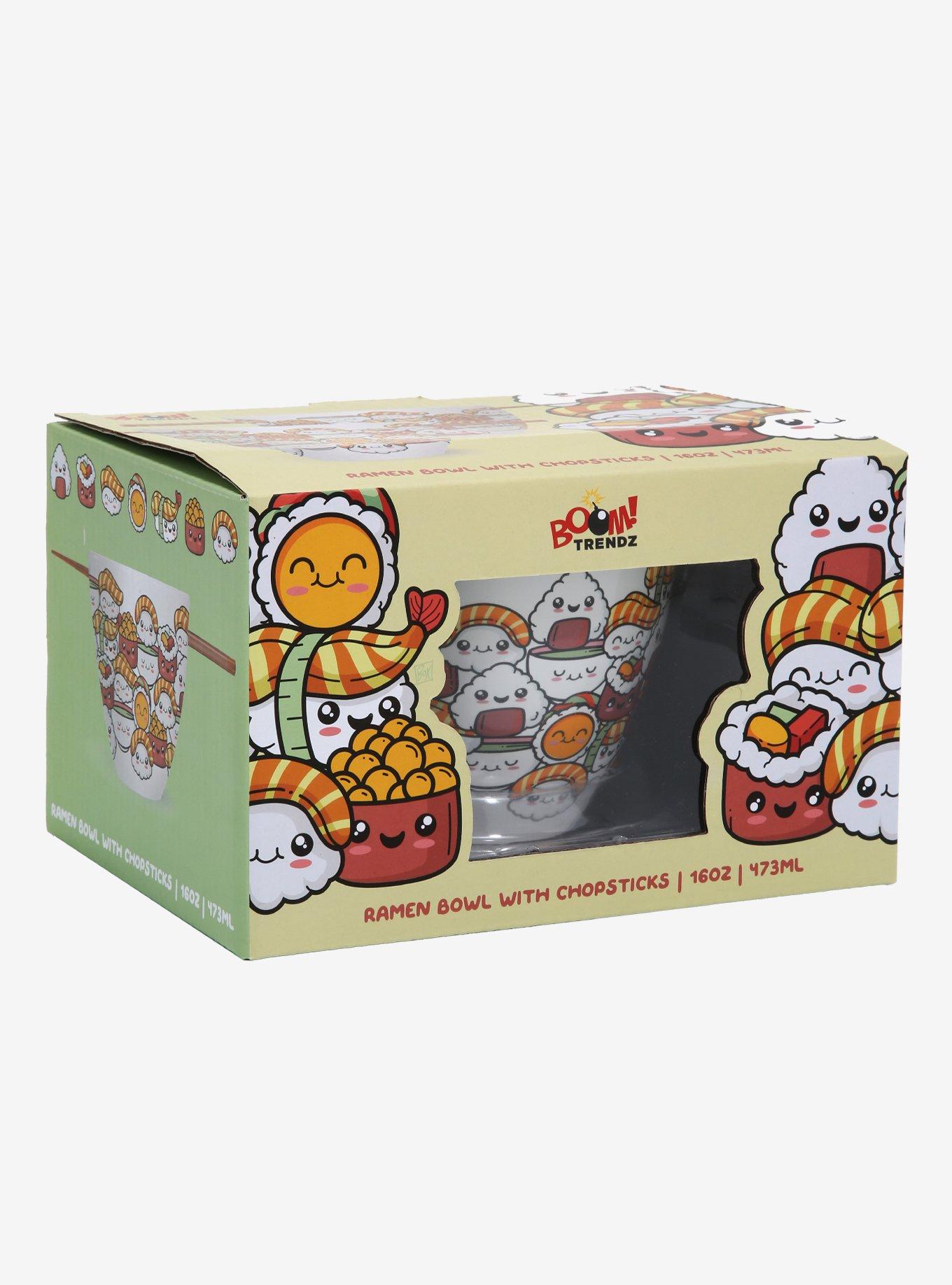 Kawaii Chibi Sushi Ramen Bowl with Chopsticks, , alternate