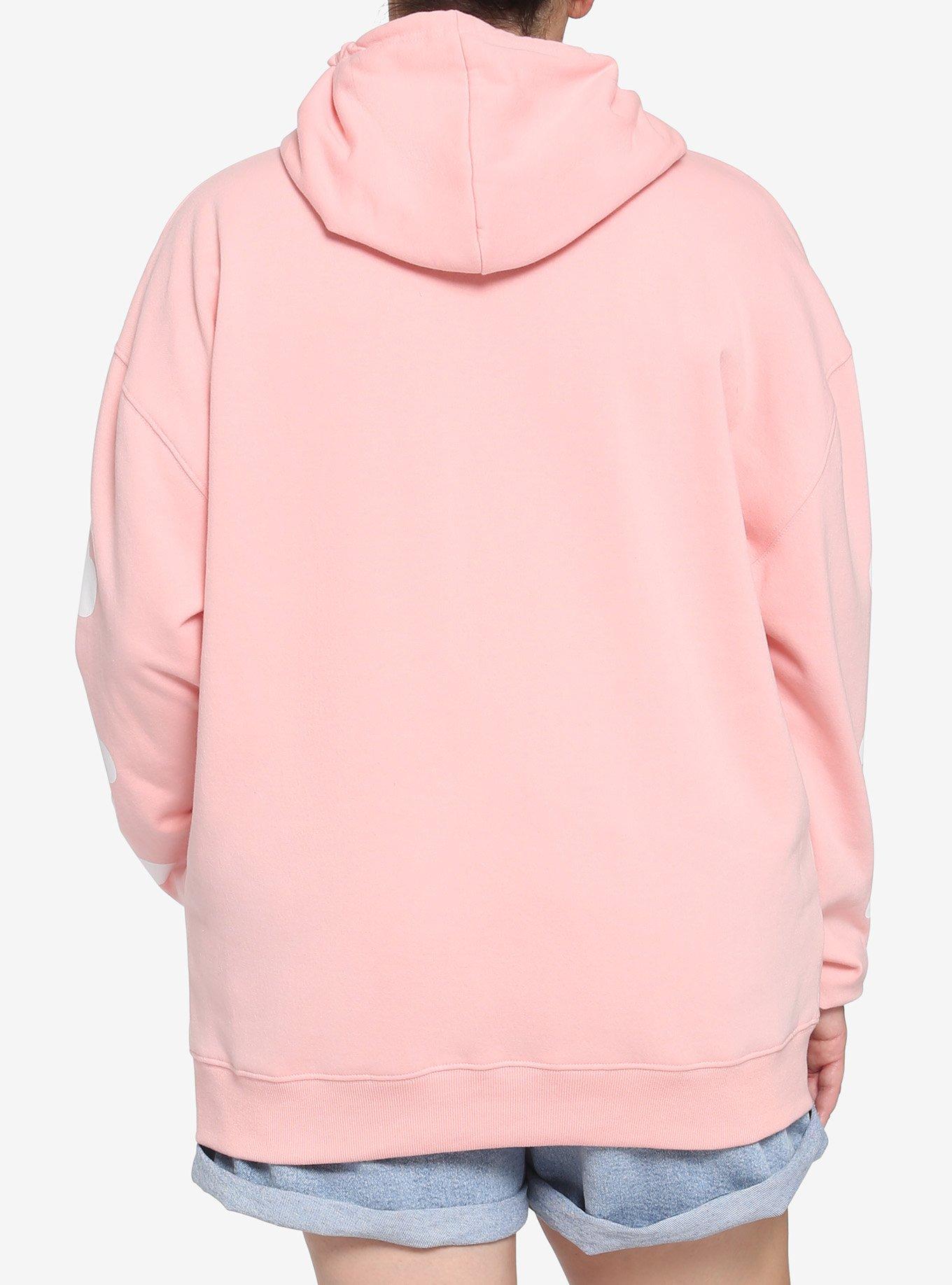 Clouds Pastel Pink Girls Hoodie Plus Size, PINK, alternate