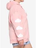 Clouds Pastel Pink Girls Hoodie Plus Size, PINK, alternate