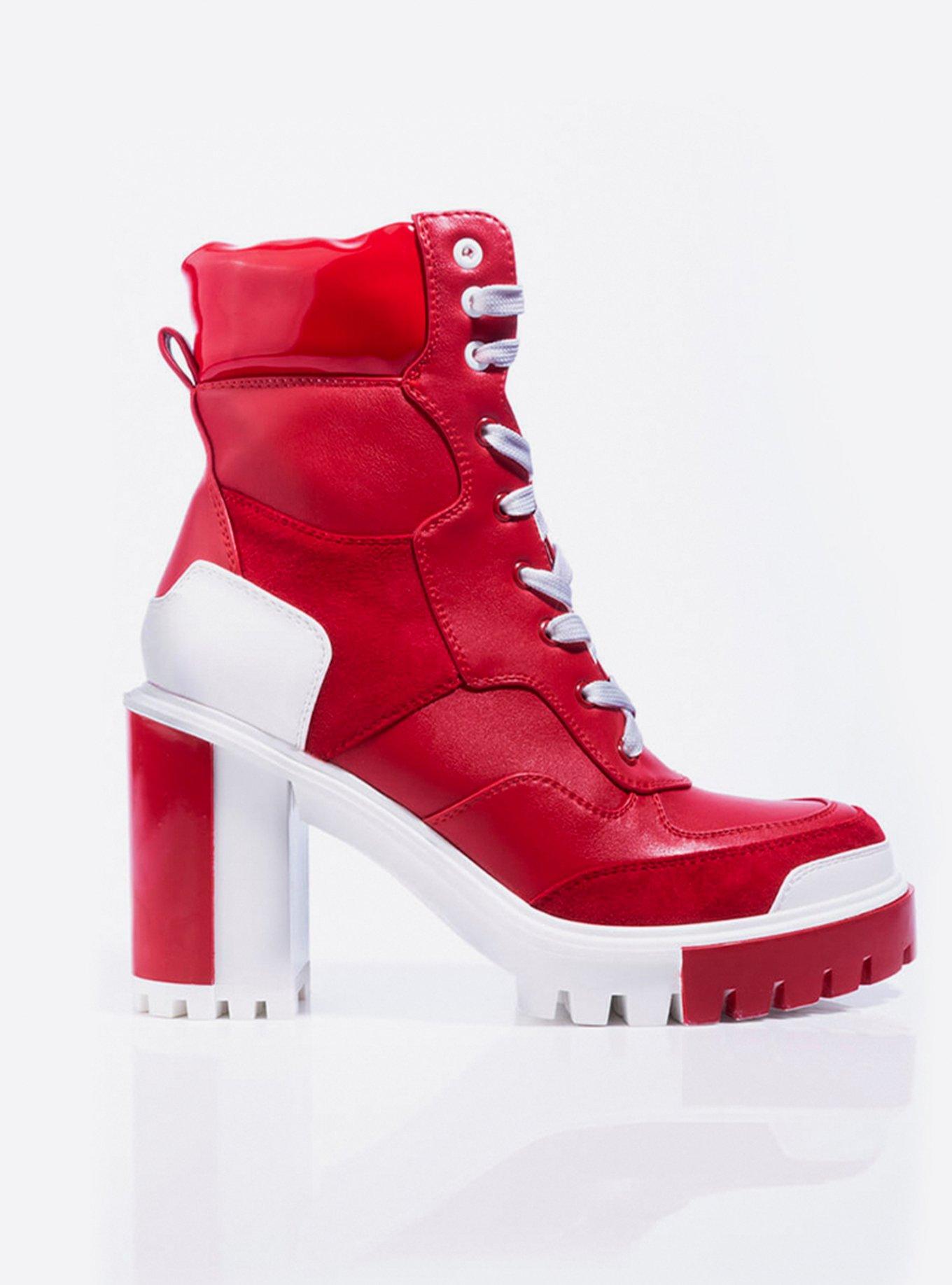 Azalea Wang Take Flight Chunky Heel Bootie, RED, alternate