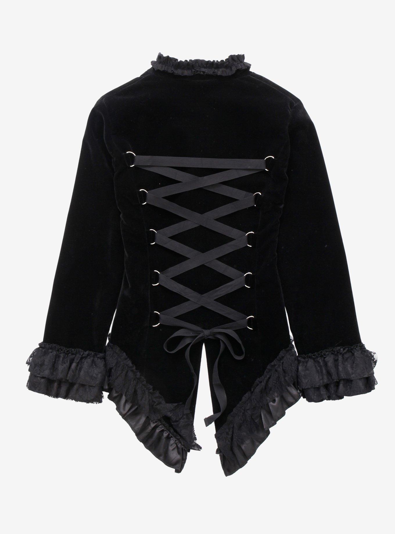 Black Velvet Lace Up Jacket