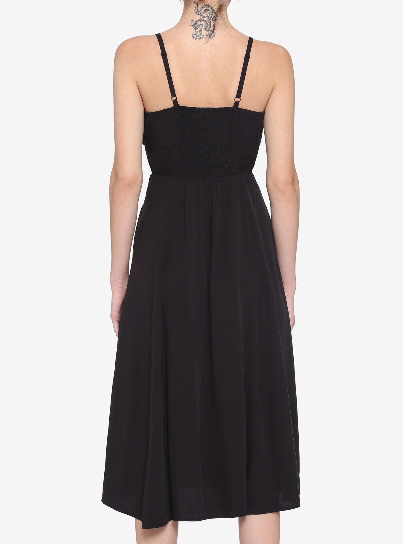 Black Empire Waist Midi Dress, BLACK, alternate