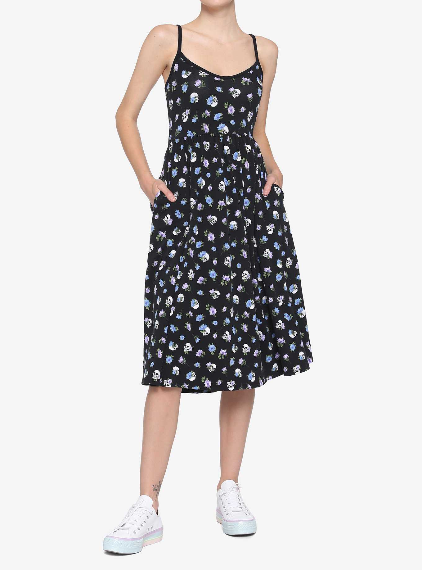 Floral Skull Midi Dress, , hi-res
