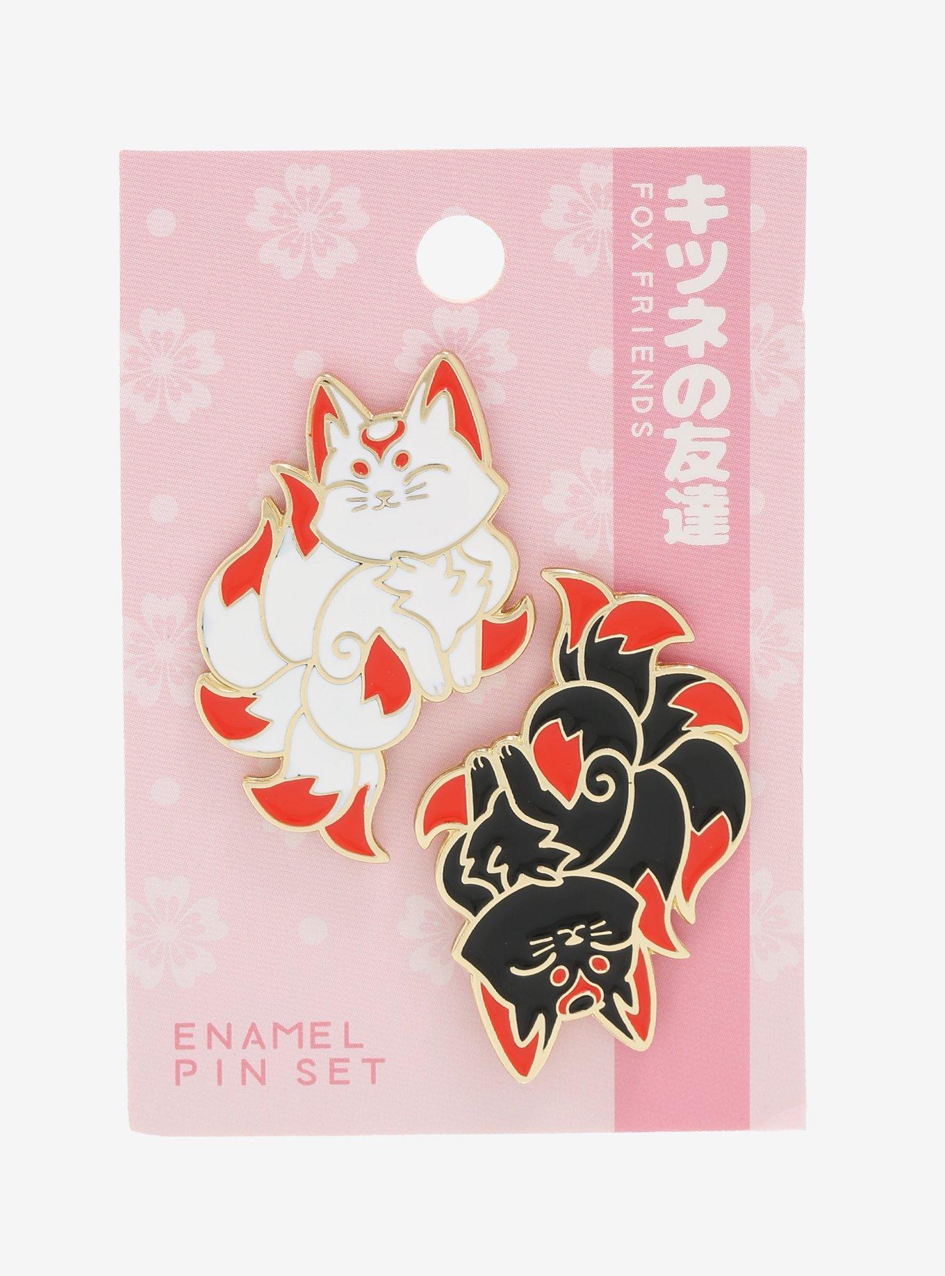 Kitsune Yin-Yang Enamel Pin Set, , alternate