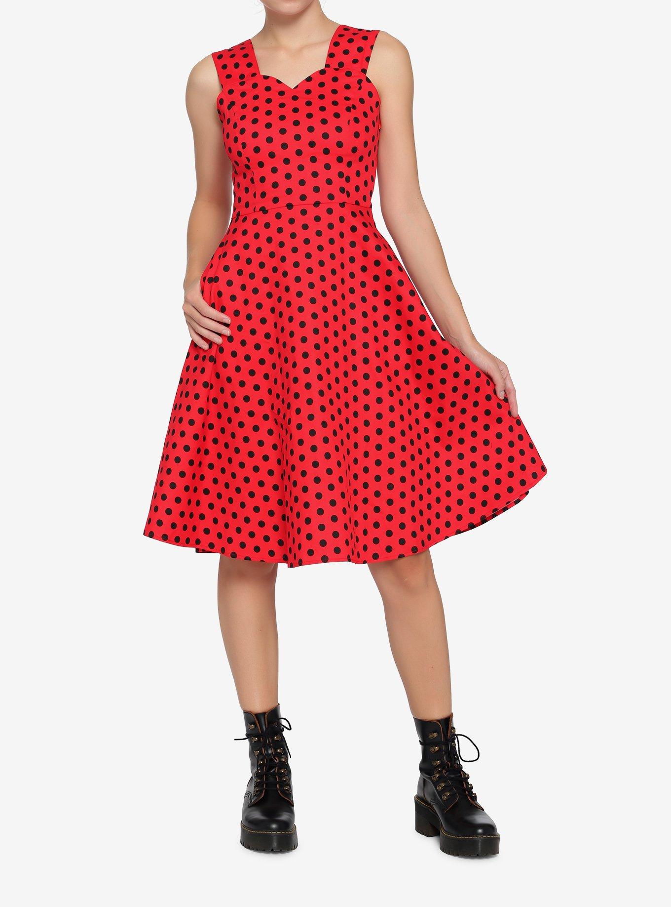 Red & Black Polka Dot Dress, RED, alternate