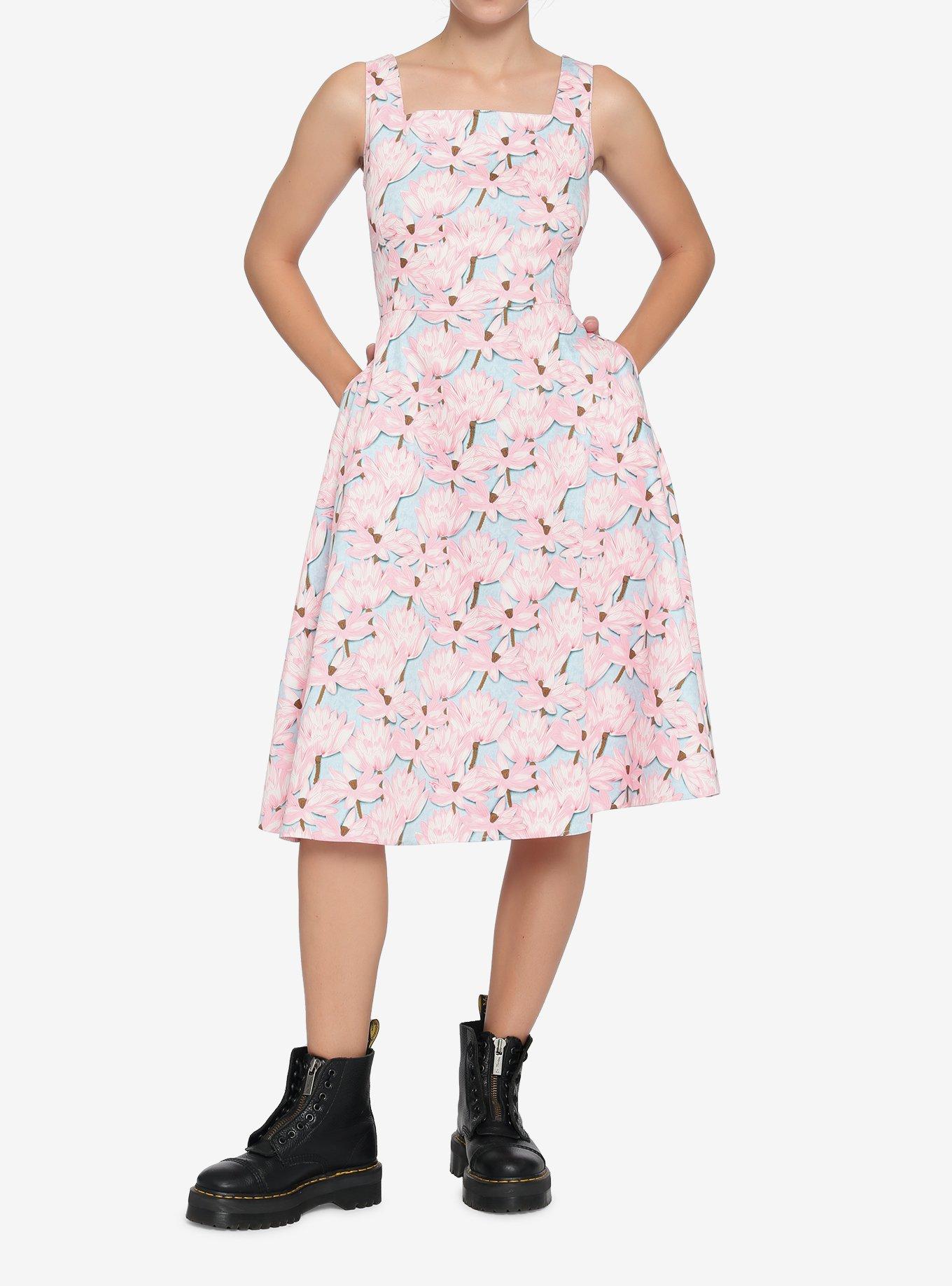 Pink Floral Retro Dress, , hi-res