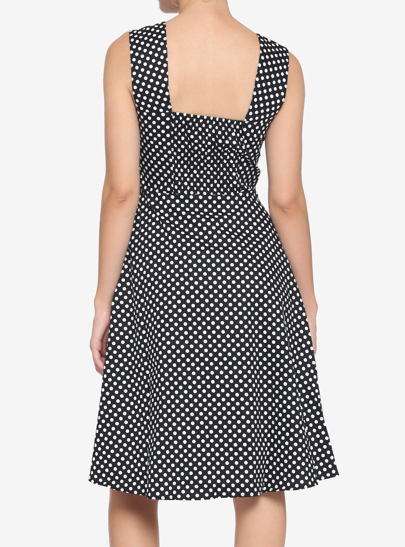 Black White Polka Dot Dress, BLACK, alternate