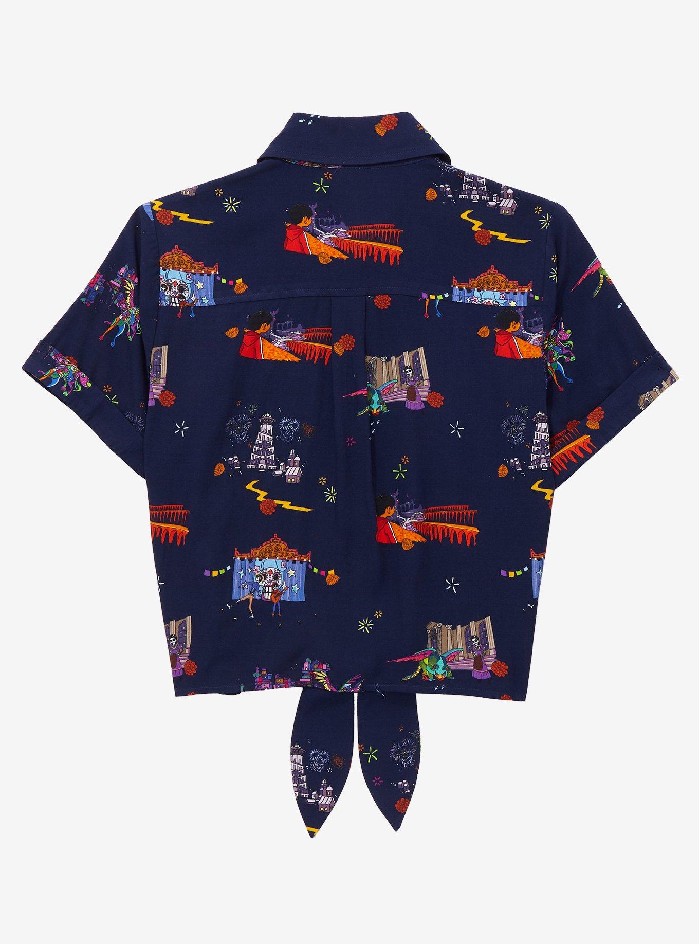 Her Universe Disney Pixar Coco Women&rsquo;s Tie-Front Woven Top, NAVY, alternate