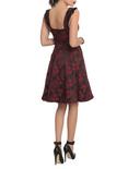 Red and Black Brocade Lace Up Dress, BLACK, alternate