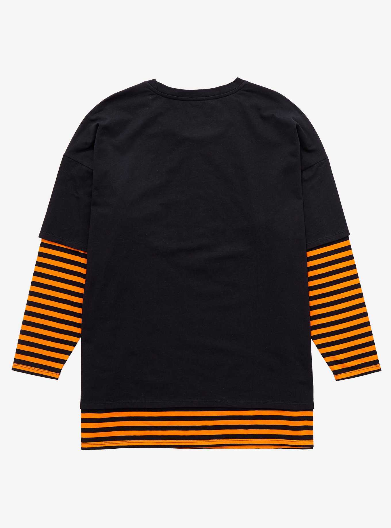 Disney Mickey Mouse & Friends Halloween Stripe Girls Twofer Long-Sleeve T-Shirt Plus Size, , hi-res