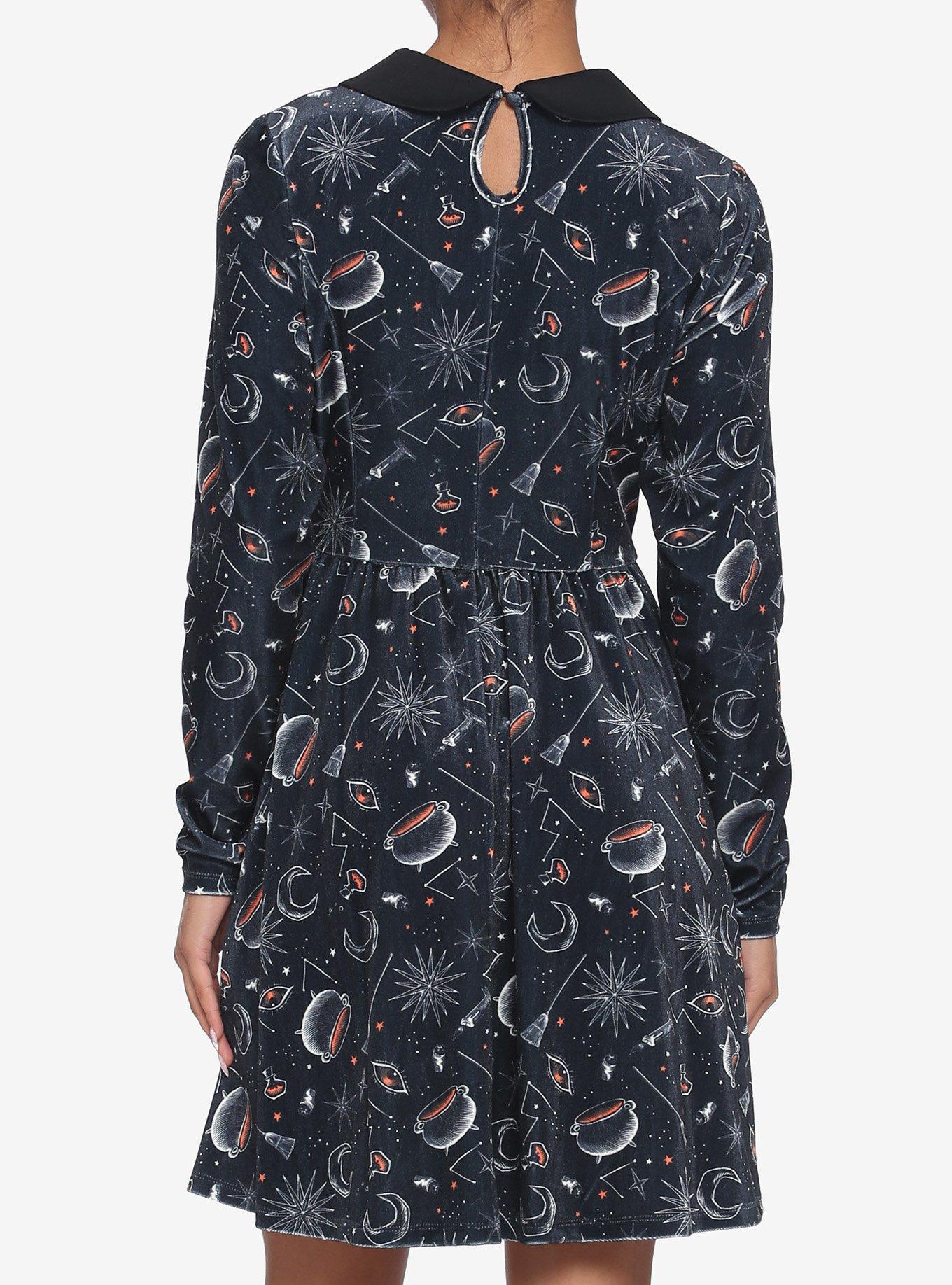 Disney Hocus Pocus Symbols Collar Dress, MULTI, alternate