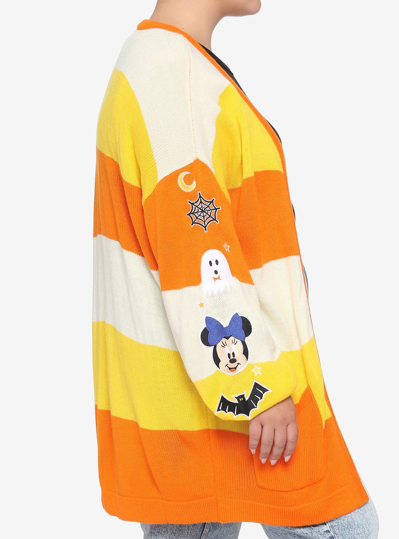 Disney Mickey Mouse Halloween Candy Corn Stripe Open Cardigan Plus Size, MULTI, alternate