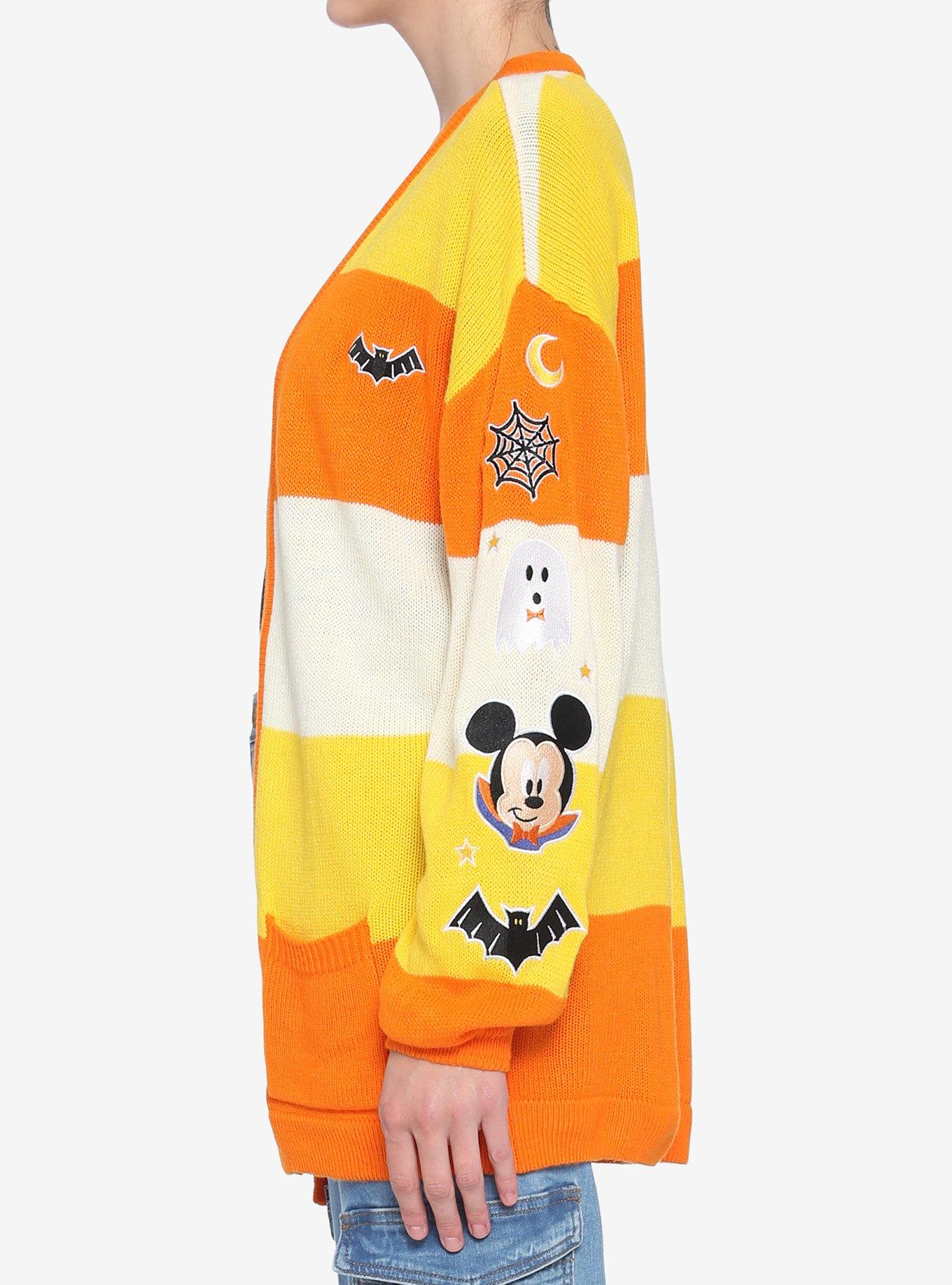 Disney Mickey Mouse Halloween Candy Corn Stripe Open Cardigan, MULTI, alternate