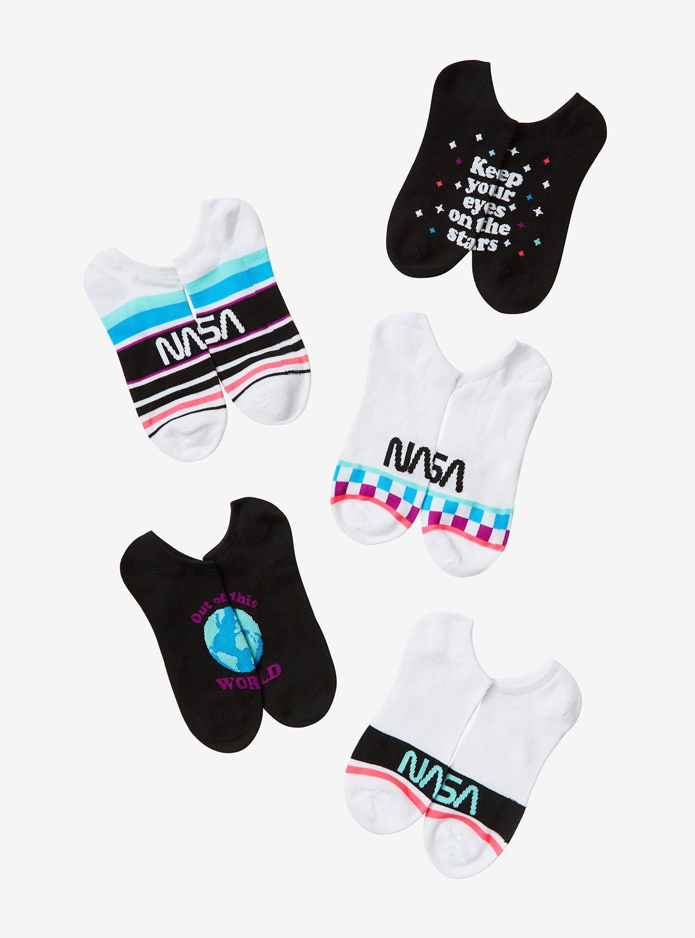 NASA Multicolor No-Show Socks 5 Pair, , alternate