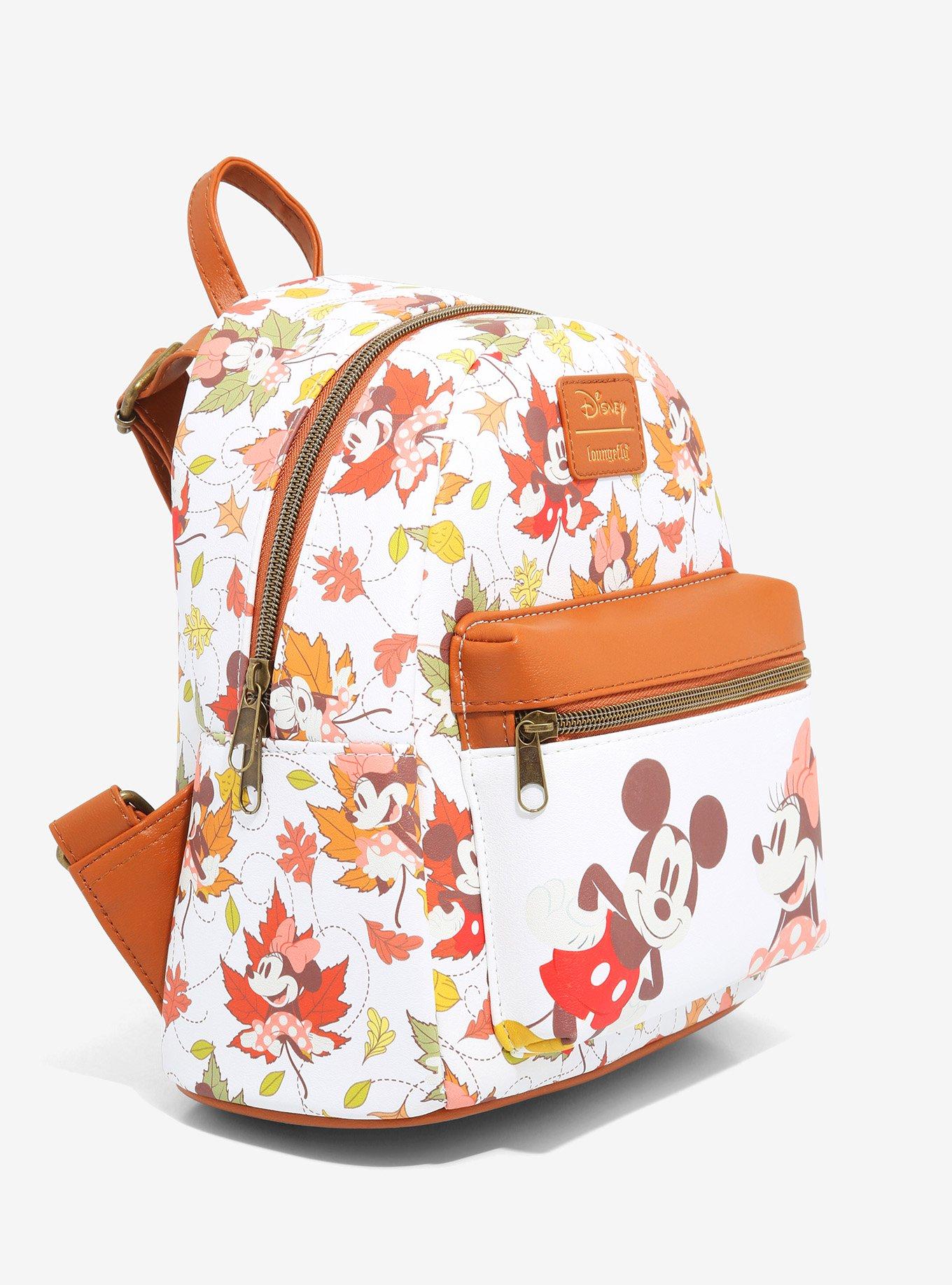 Loungefly Disney Mickey Mouse & Minnie Mouse Fall Leaves Mini Backpack, , alternate