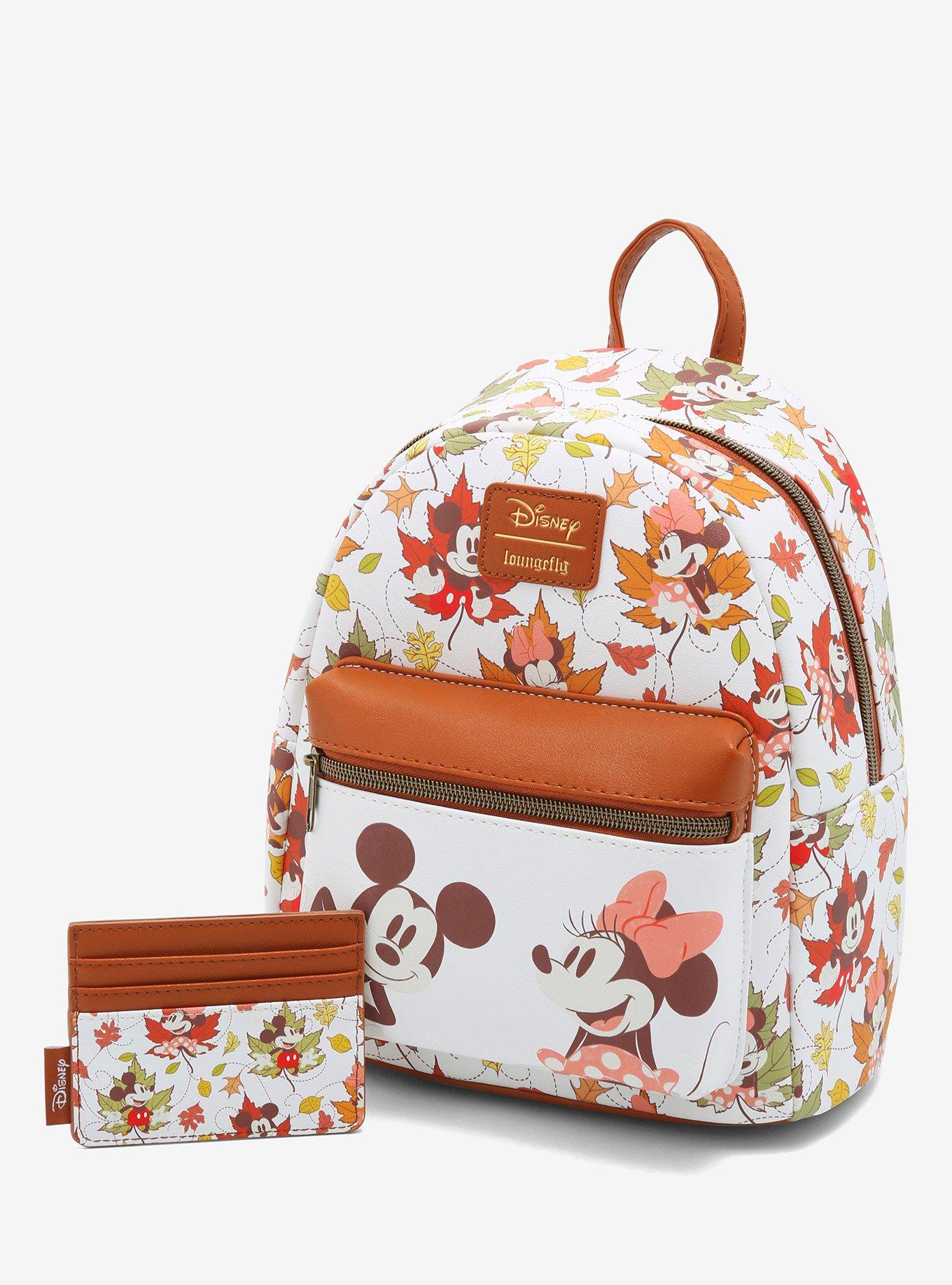 Loungefly Disney Mickey Mouse & Minnie Mouse Fall Leaves Mini Backpack, , alternate