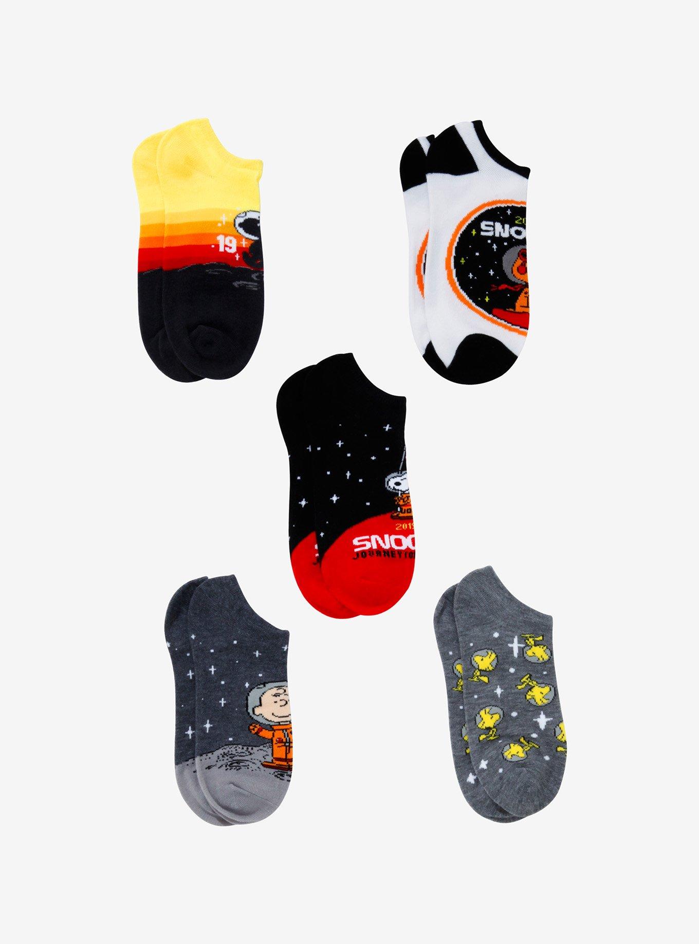Peanuts Space No-Show Socks 5 Pair, , alternate