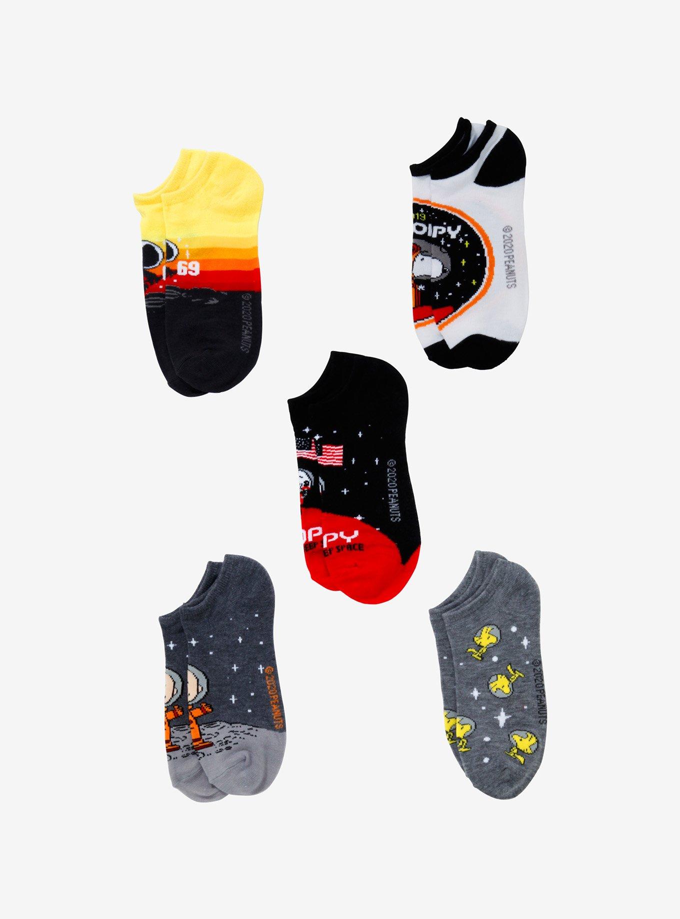 Peanuts Space No-Show Socks 5 Pair, , alternate