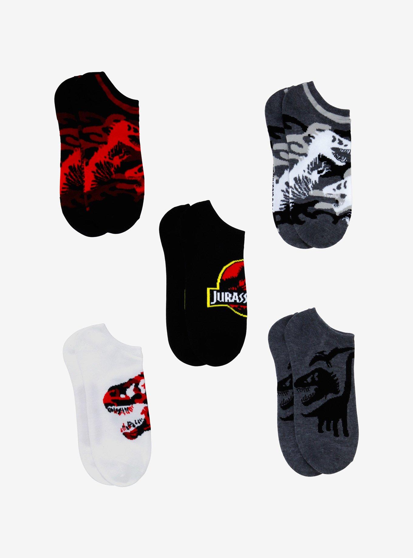 Jurassic Park Skeleton No-Show Socks 5 Pair, , alternate