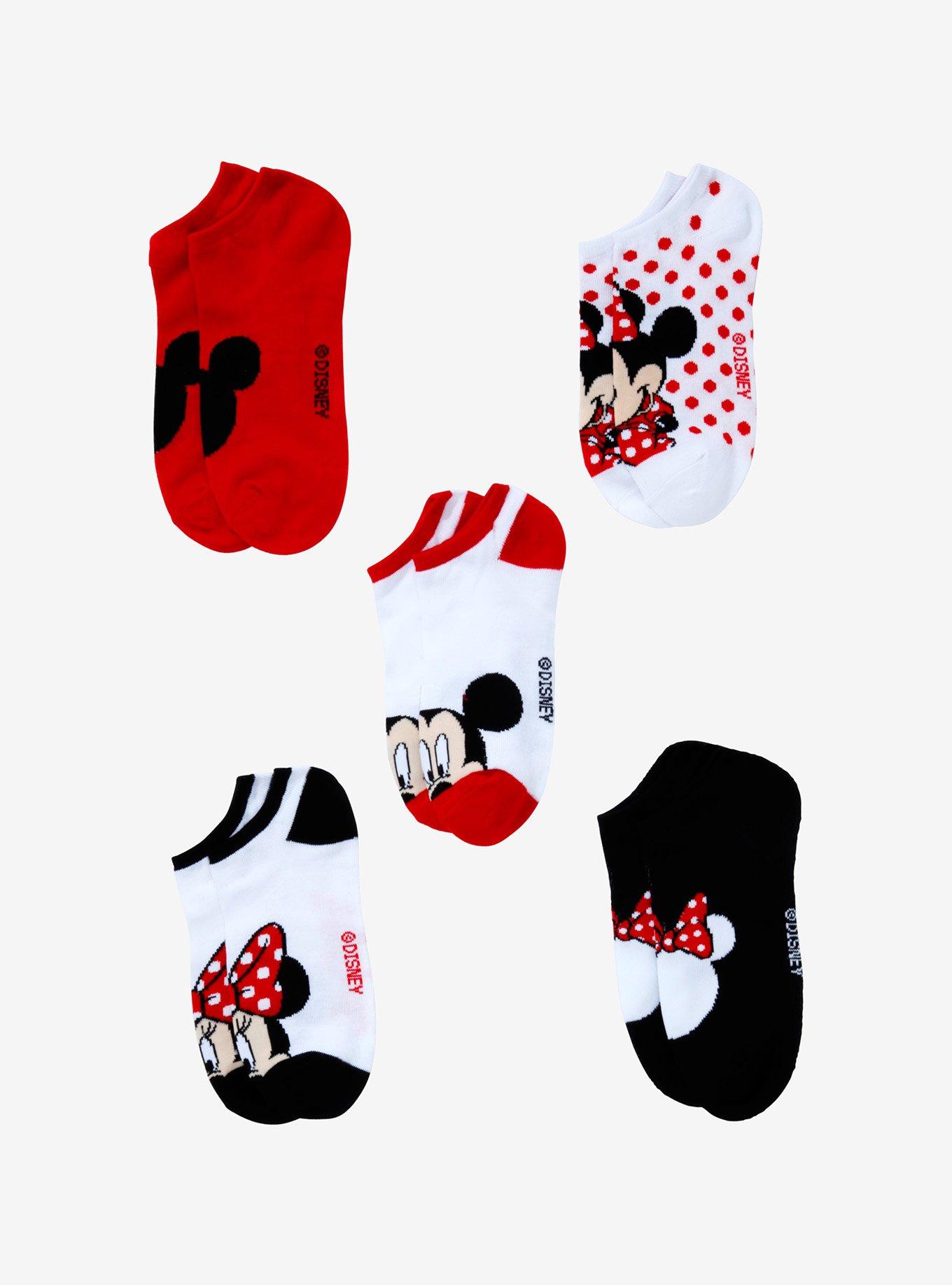 Disney Mickey Mouse & Minnie Mouse No-Show Socks 5 Pair, , alternate