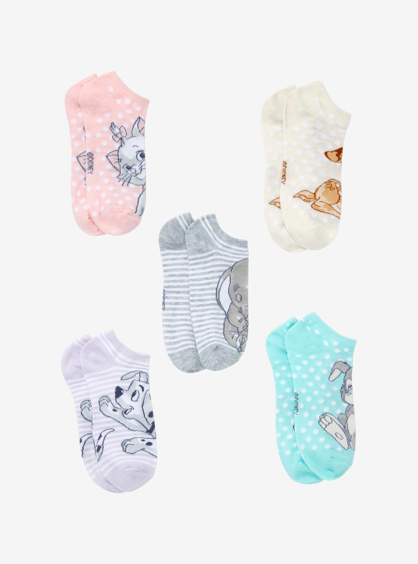 Disney Animals Pastel No-Show Socks 5 Pair, , alternate