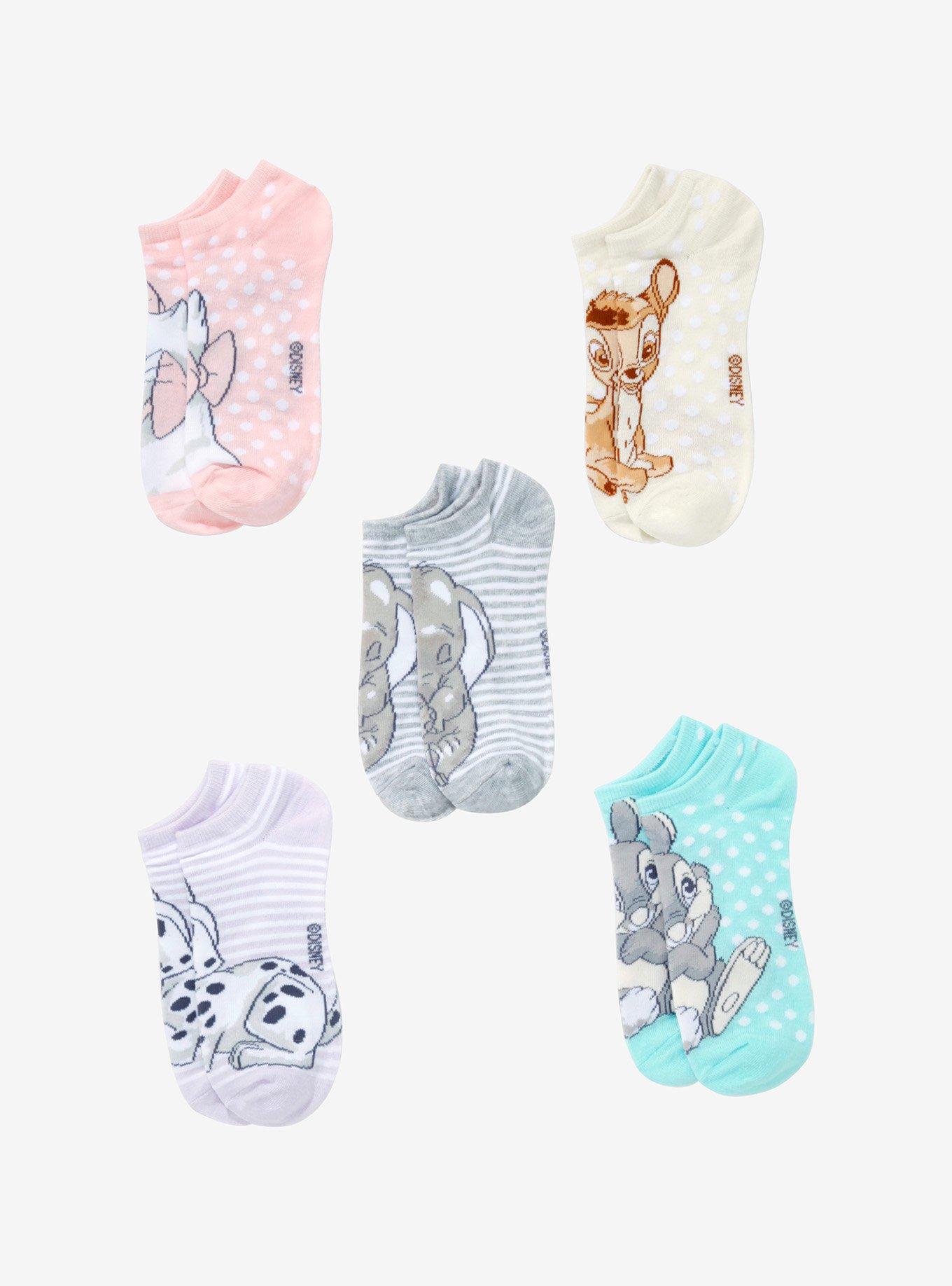 Disney Animals Pastel No-Show Socks 5 Pair, , alternate