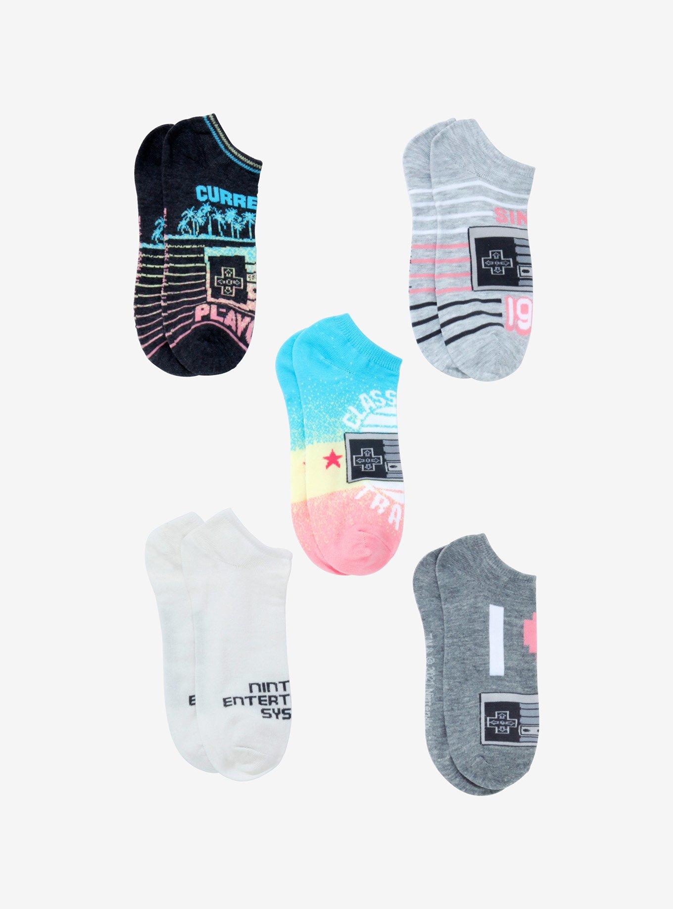 Nintendo Neon No-Show Socks 5 Pair, , alternate