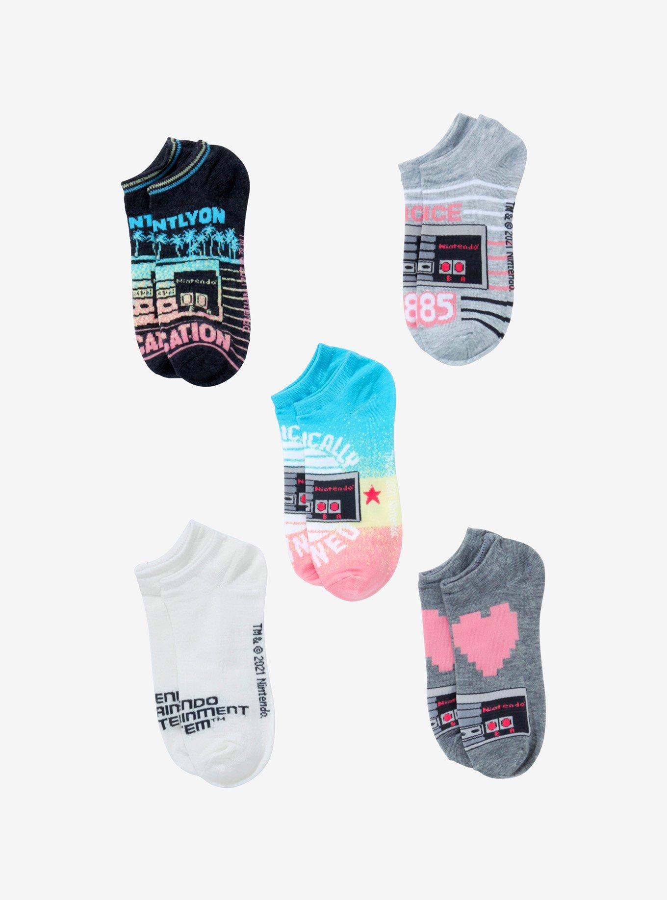 Nintendo Neon No-Show Socks 5 Pair, , alternate