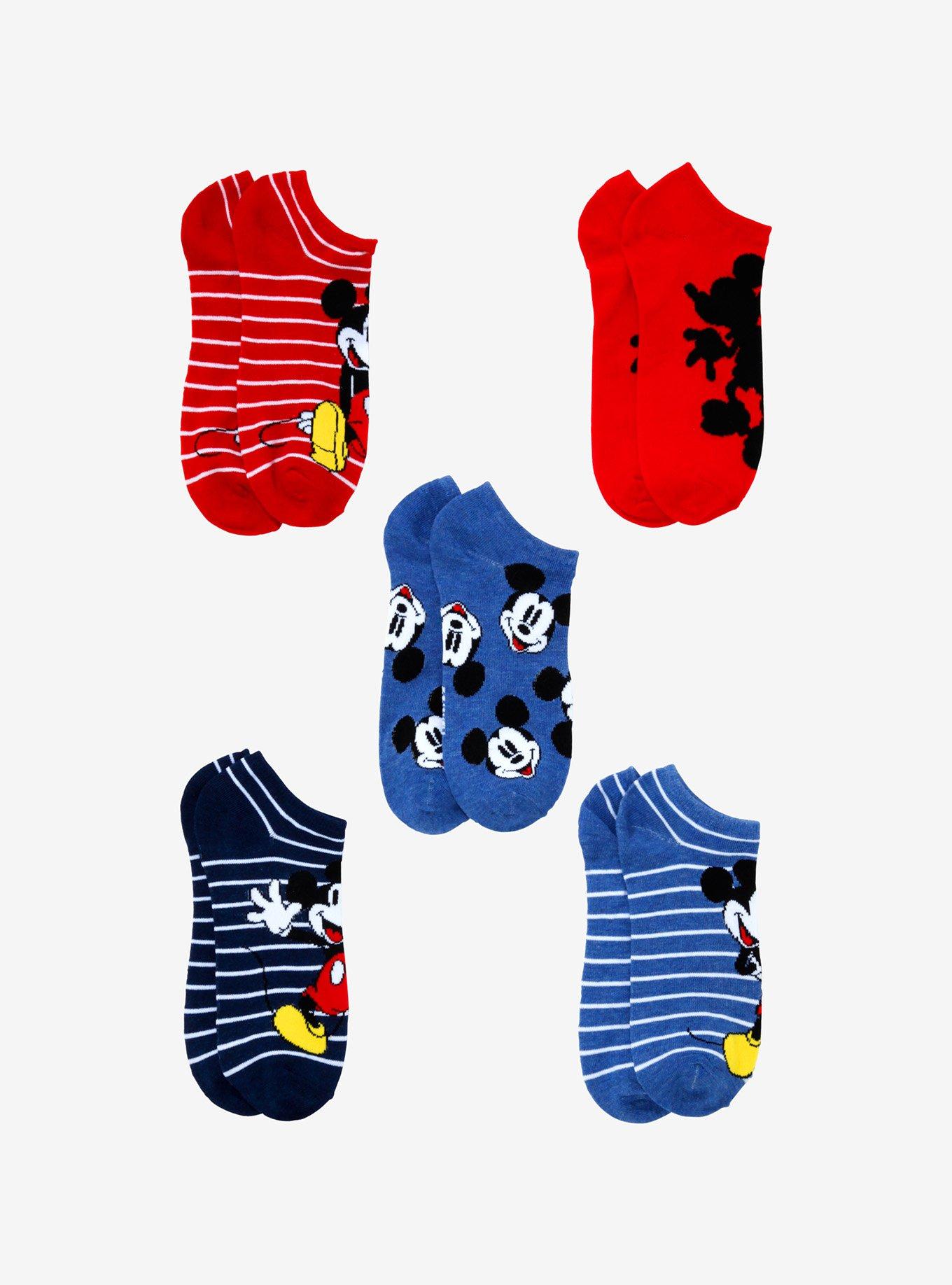 Disney Mickey Mouse Stripe No-Show Socks, , alternate