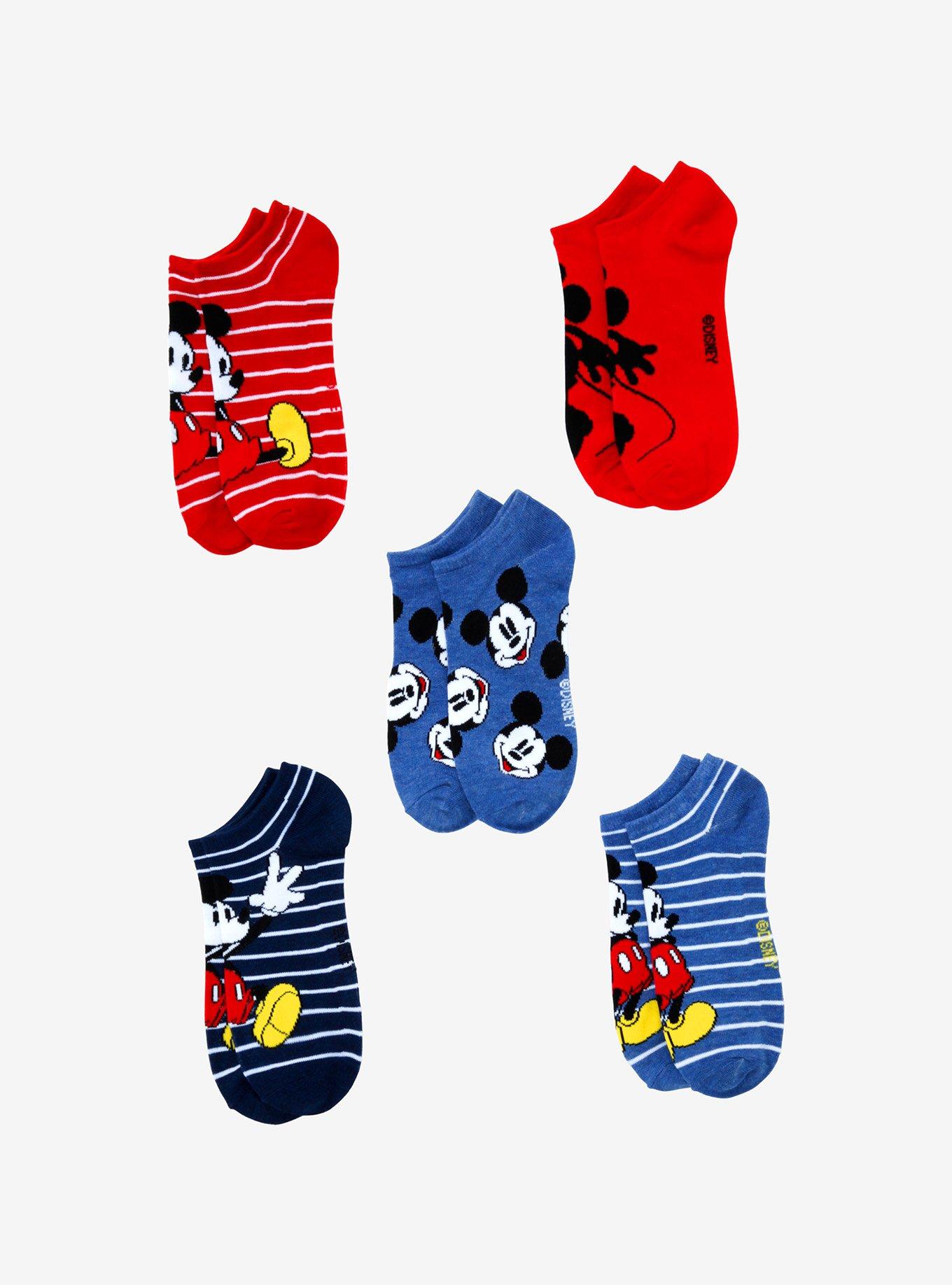 Disney Mickey Mouse Stripe No-Show Socks, , alternate