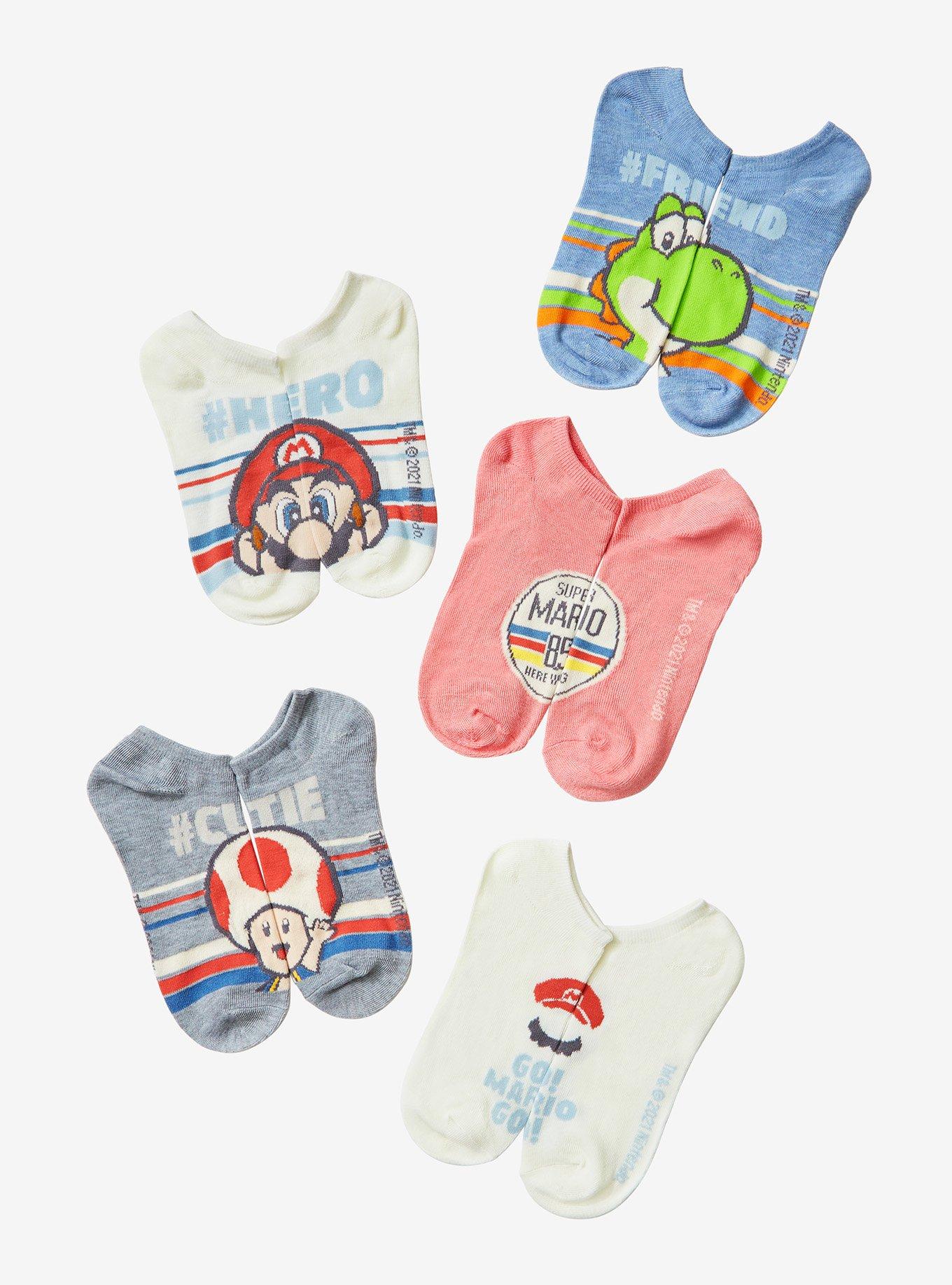 Super Mario Bros. Mario & Friends No-Show Socks 5 Pair, , alternate