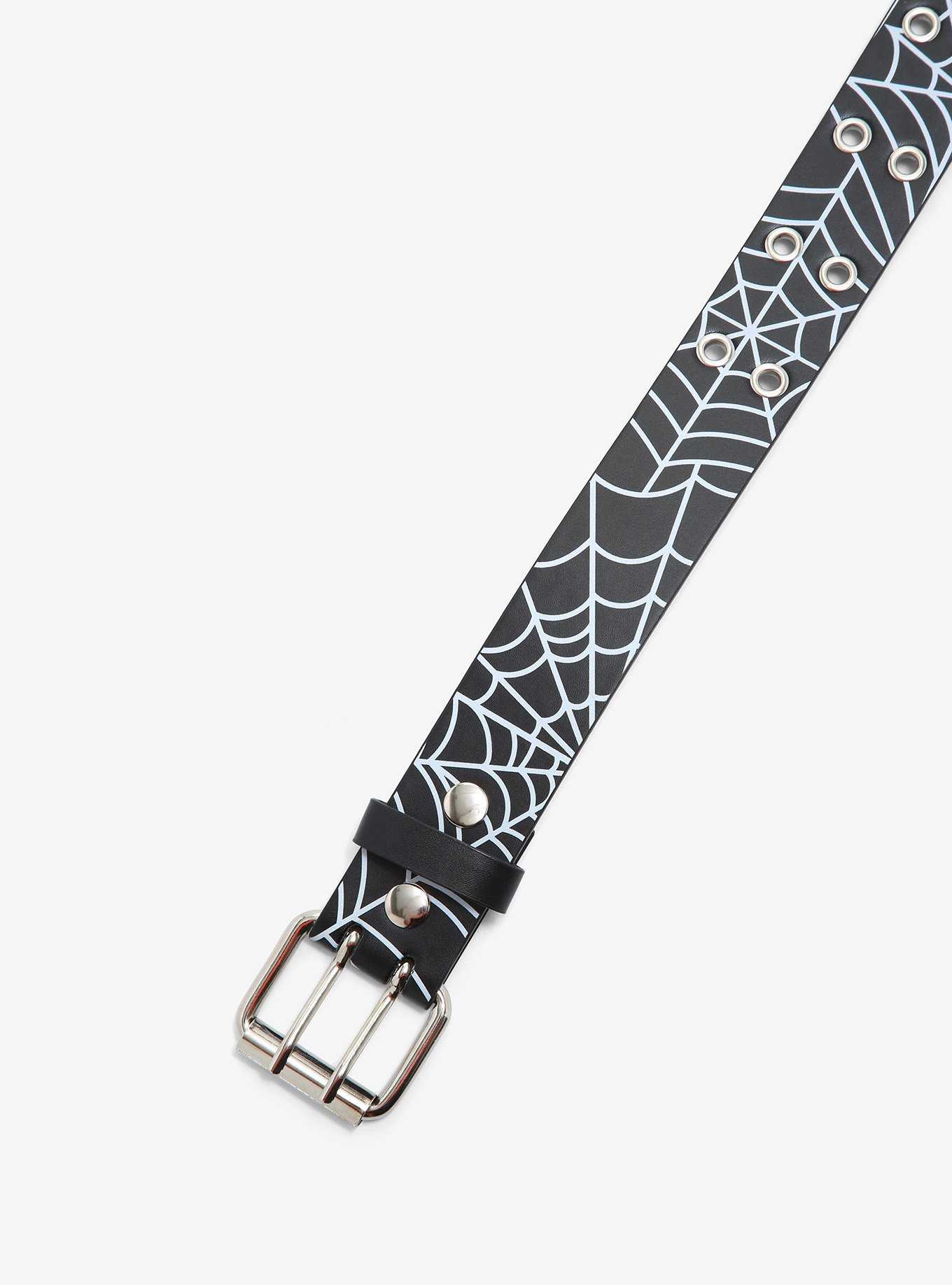 Spiderweb Faux Leather Grommet Belt, , hi-res