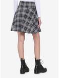 Grey & Black Plaid Lace-Up Yoke Skater Skirt, PLAID - GREY, alternate