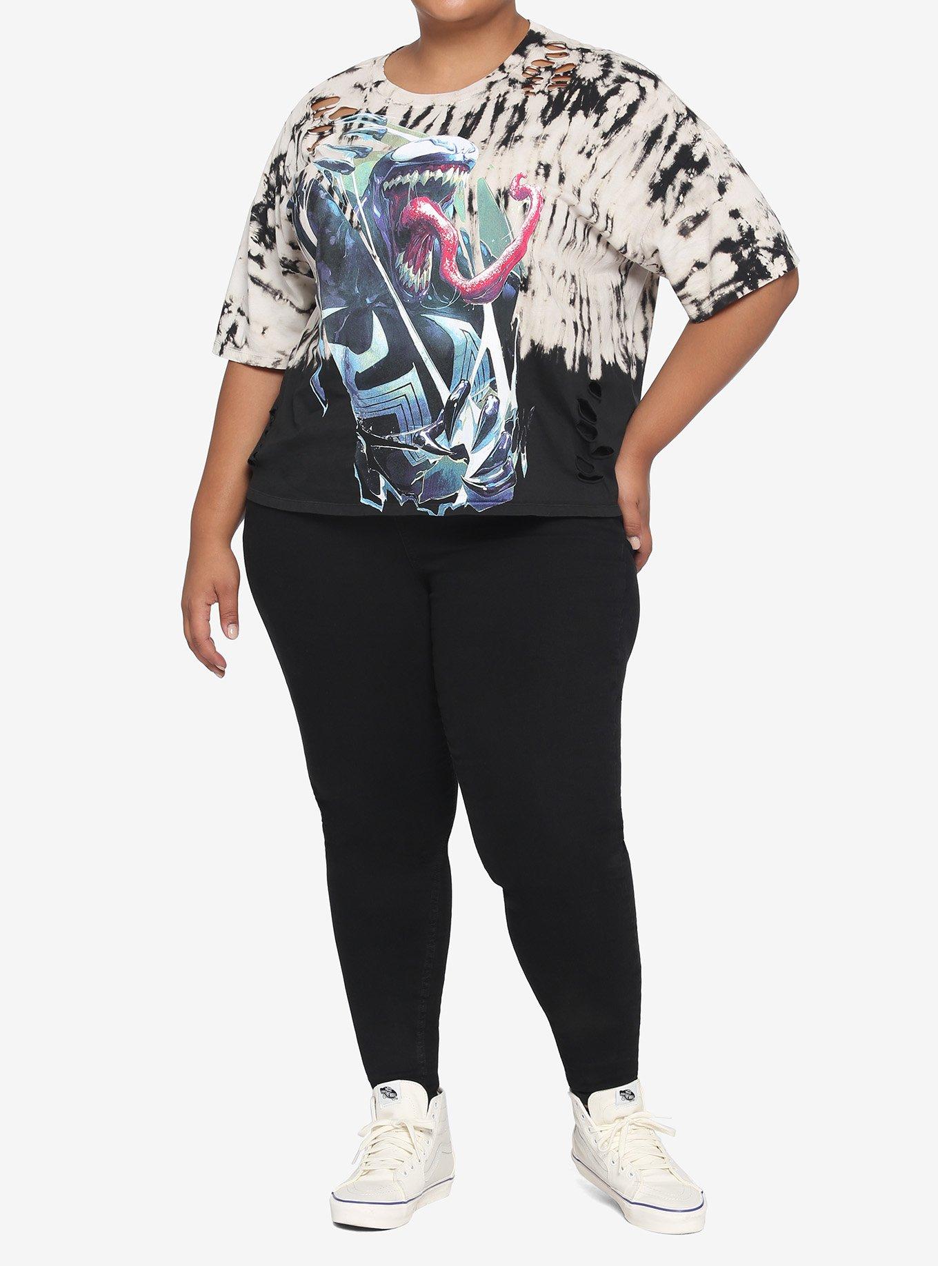 Her Universe Marvel Venom Wash Girls Crop T-Shirt Plus Size, MULTI, alternate