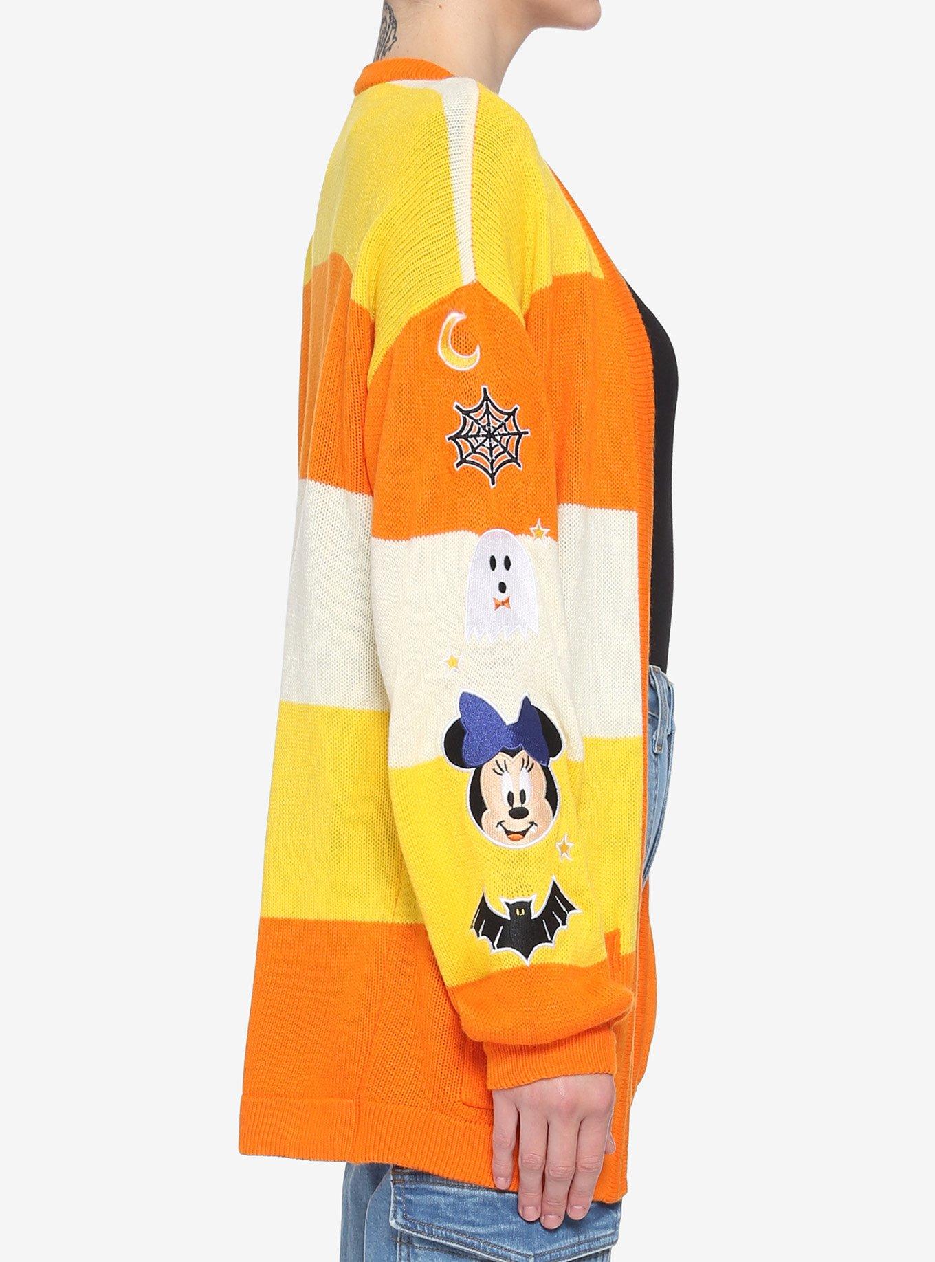 Disney Mickey Mouse Halloween Candy Corn Stripe Girls Open Cardigan, MULTI, alternate