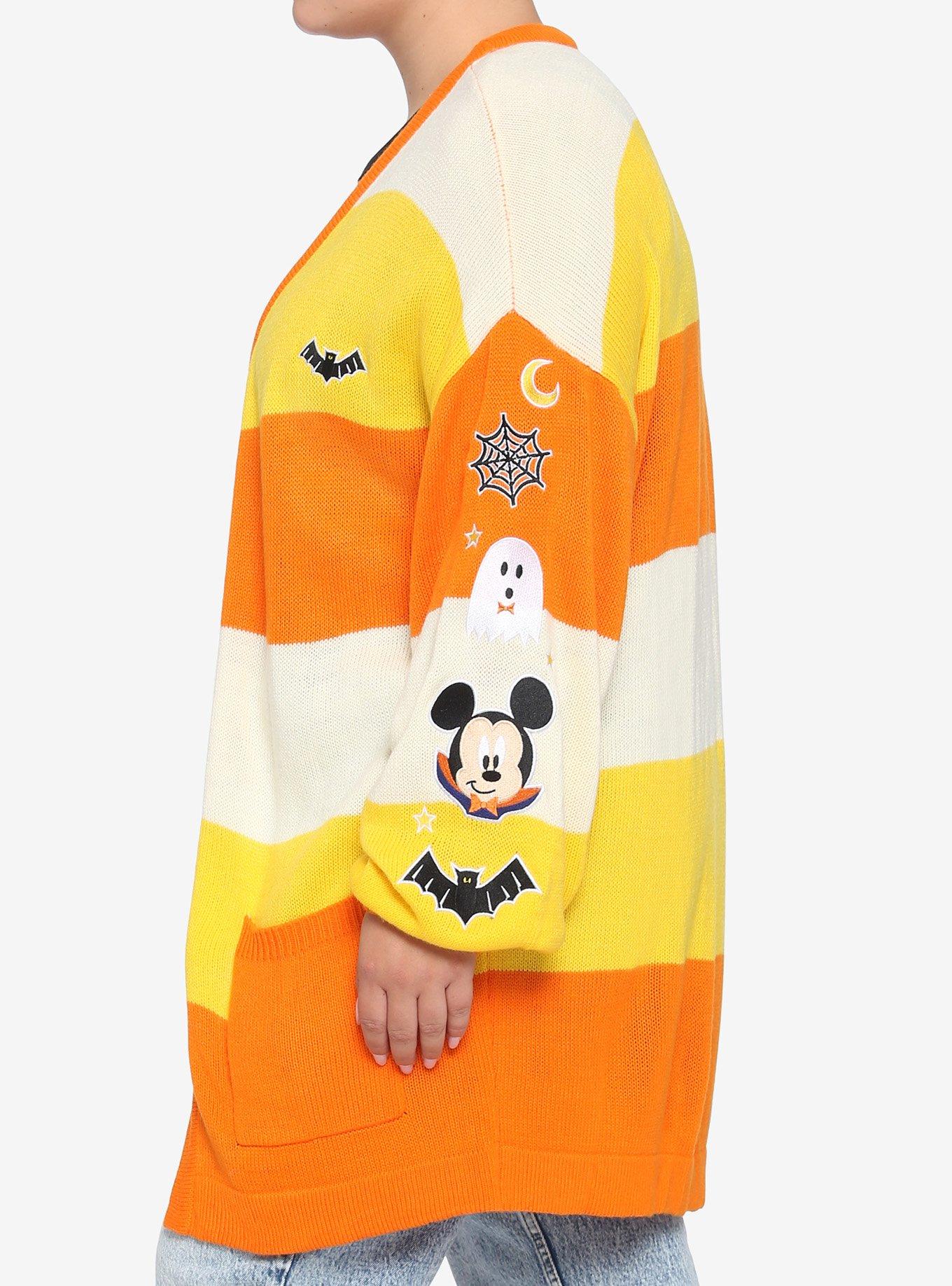 Disney Mickey Mouse Halloween Candy Corn Stripe Girls Open Cardigan Plus Size, MULTI, alternate