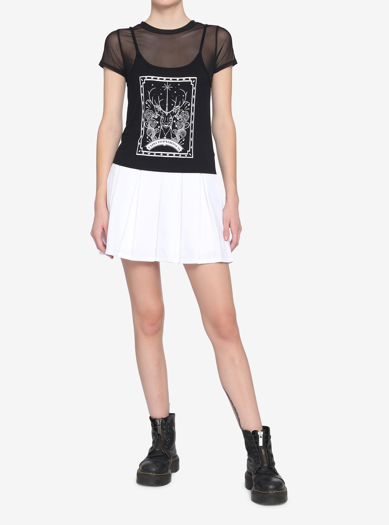 Harry Potter Patronus Mesh Crop Twofer Top, MULTI, alternate