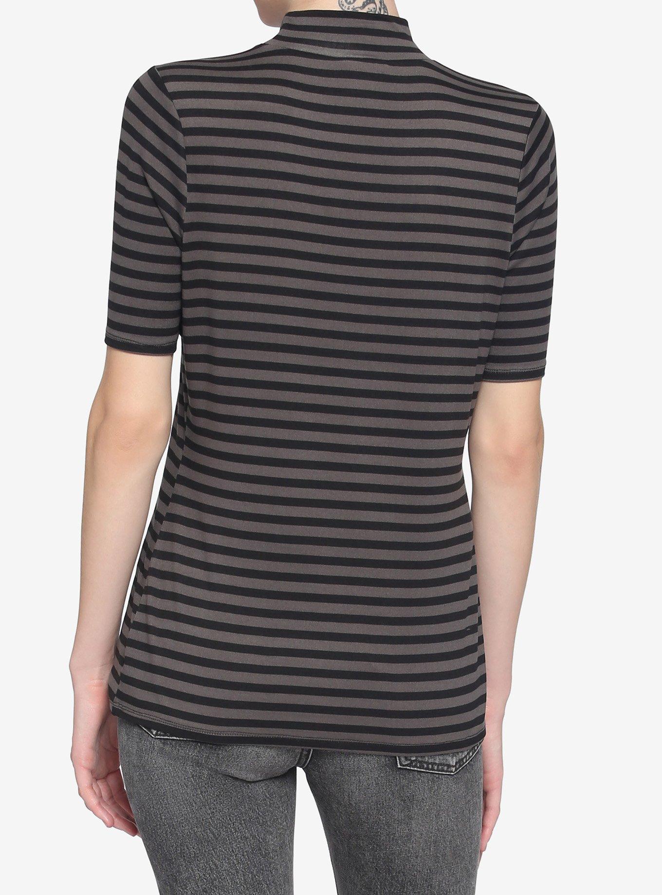 Harry Potter Deathly Hallows Stripe Mock Neck Top, MULTI, alternate