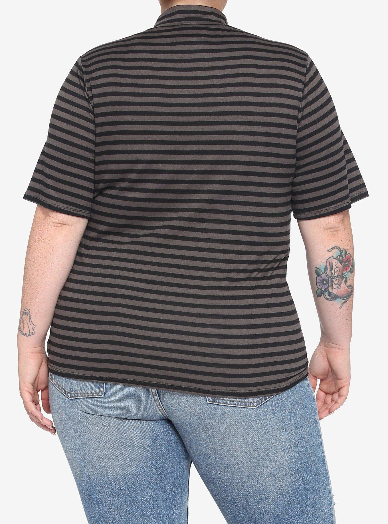 Harry Potter Deathly Hallows Stripe Mock Neck Top Plus Size, MULTI, alternate
