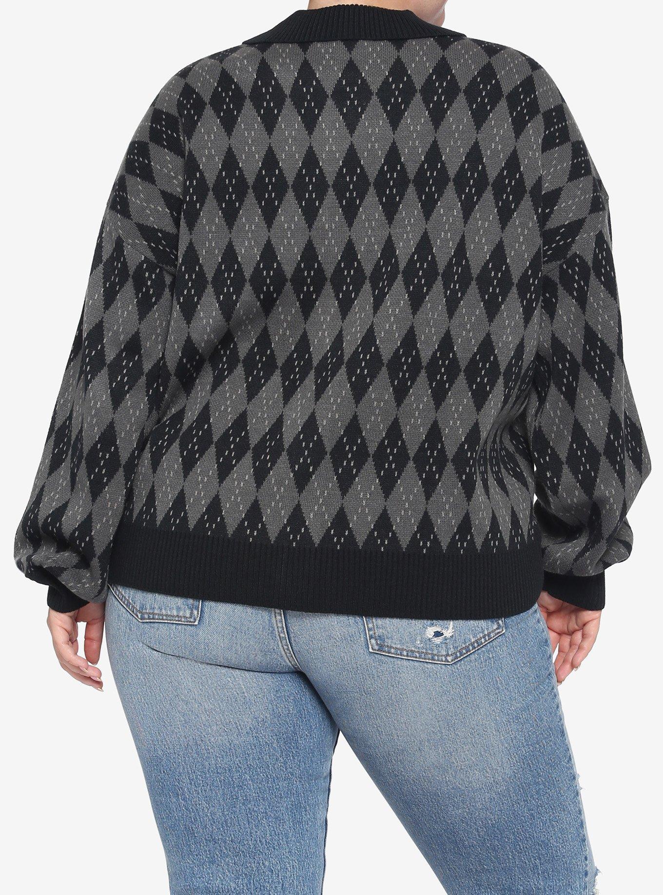 Harry Potter Hogwarts Argyle Cardigan Plus Size, MULTI, alternate