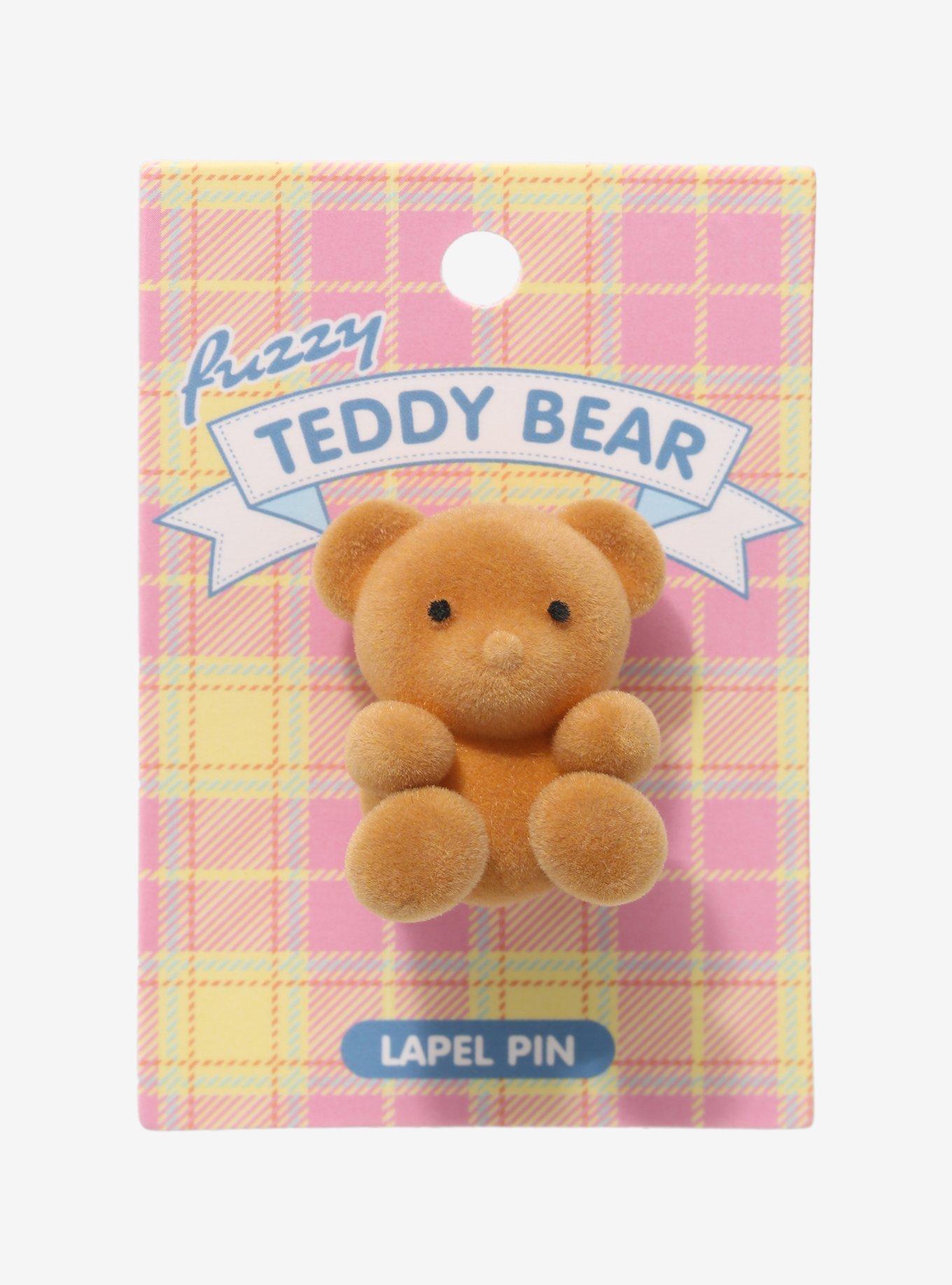 Fuzzy 3D Teddy Bear Enamel Pin, , alternate