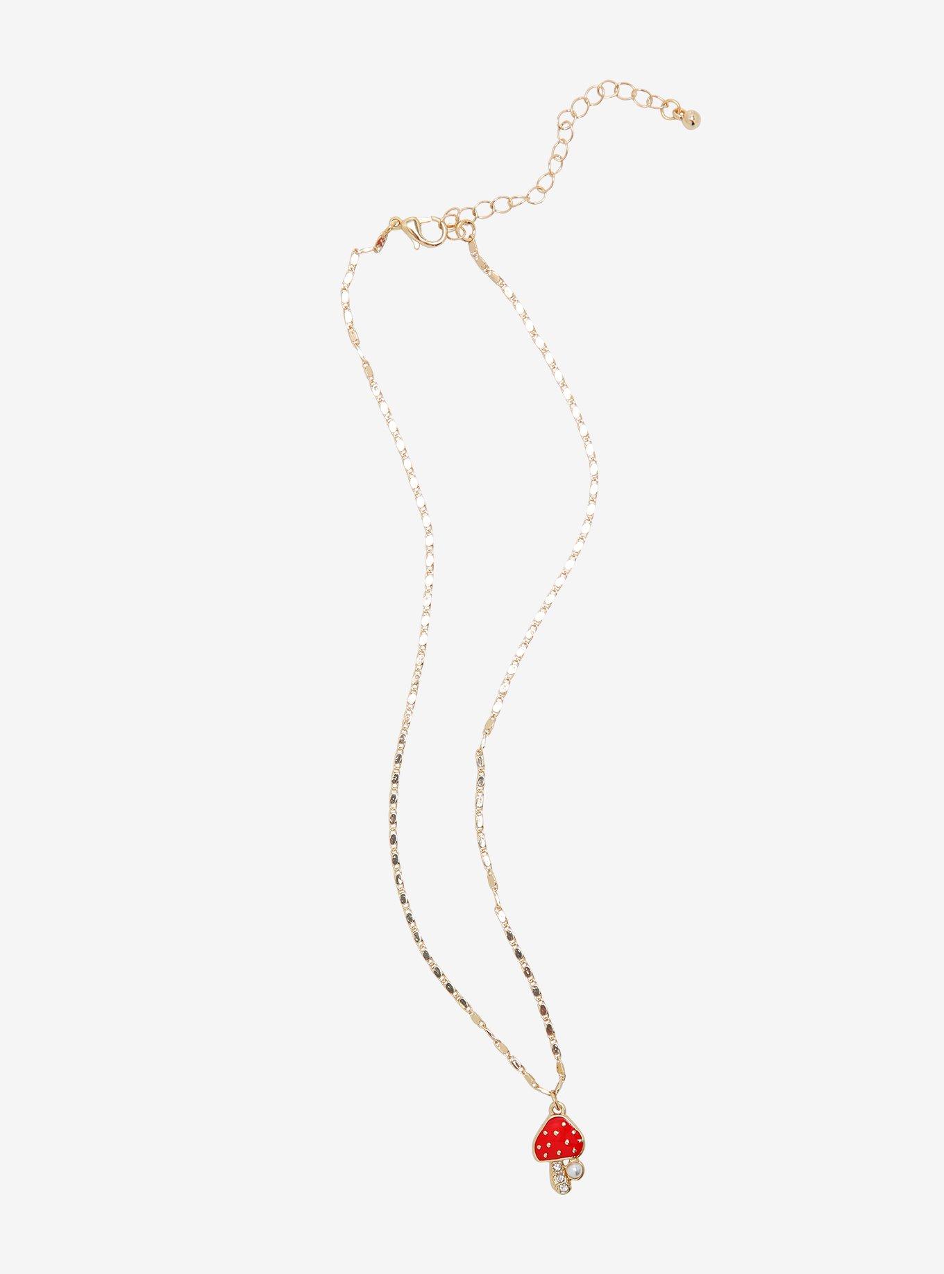 Dainty Mushroom Necklace, , alternate