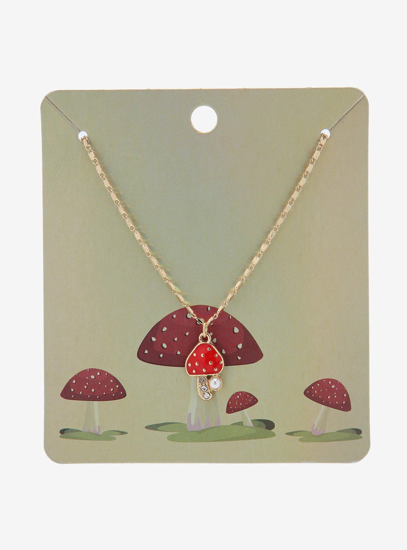 Dainty Mushroom Necklace, , alternate