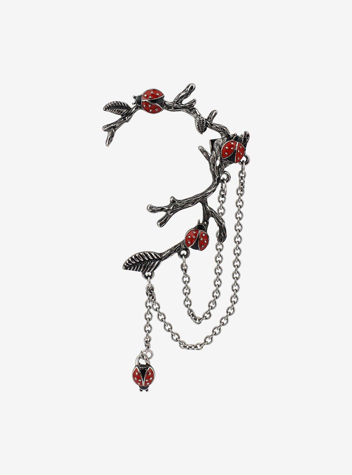 Ladybug Branches Ear Cuff, , alternate