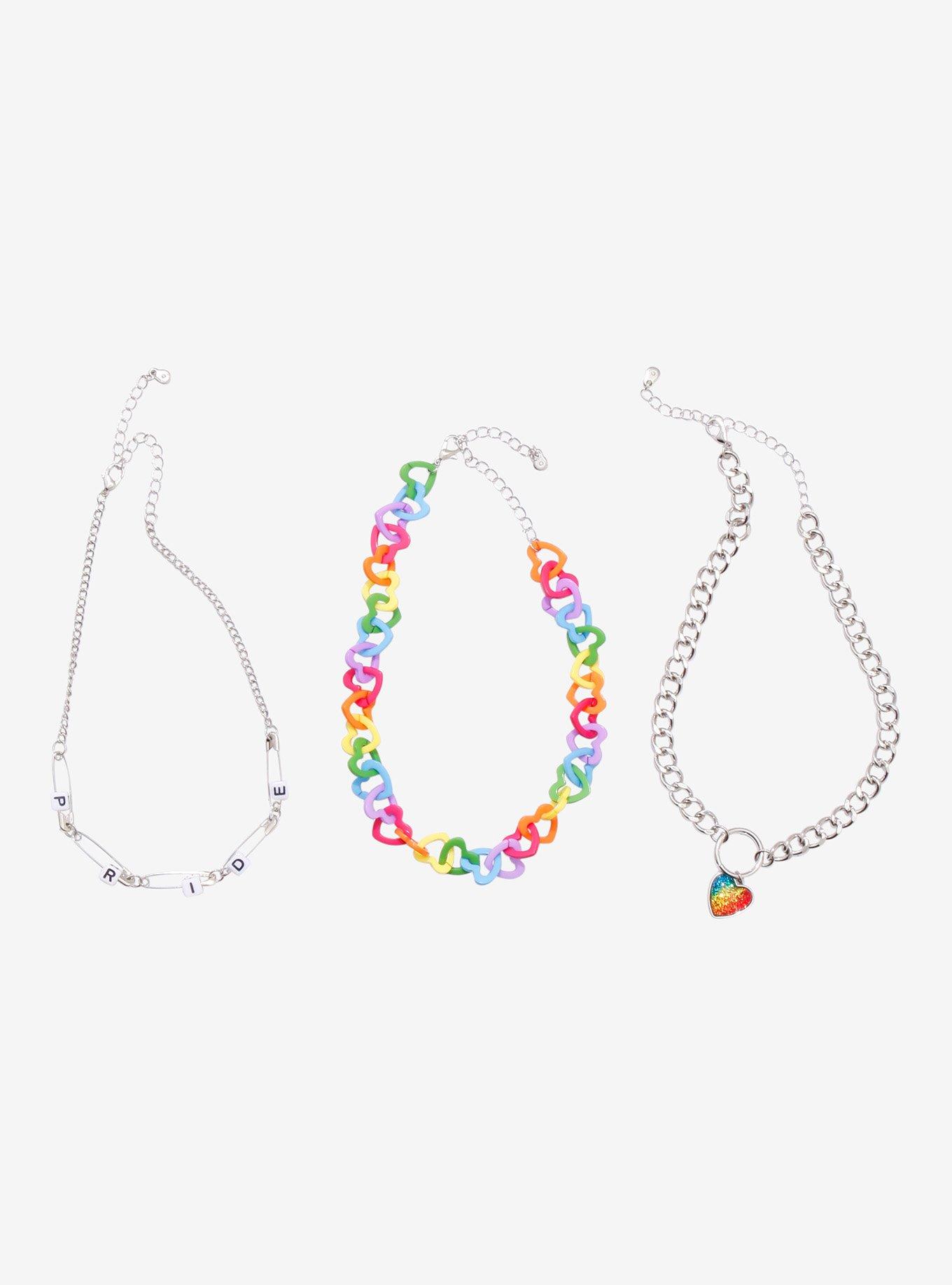 Pride Rainbow Heart Choker Set, , alternate