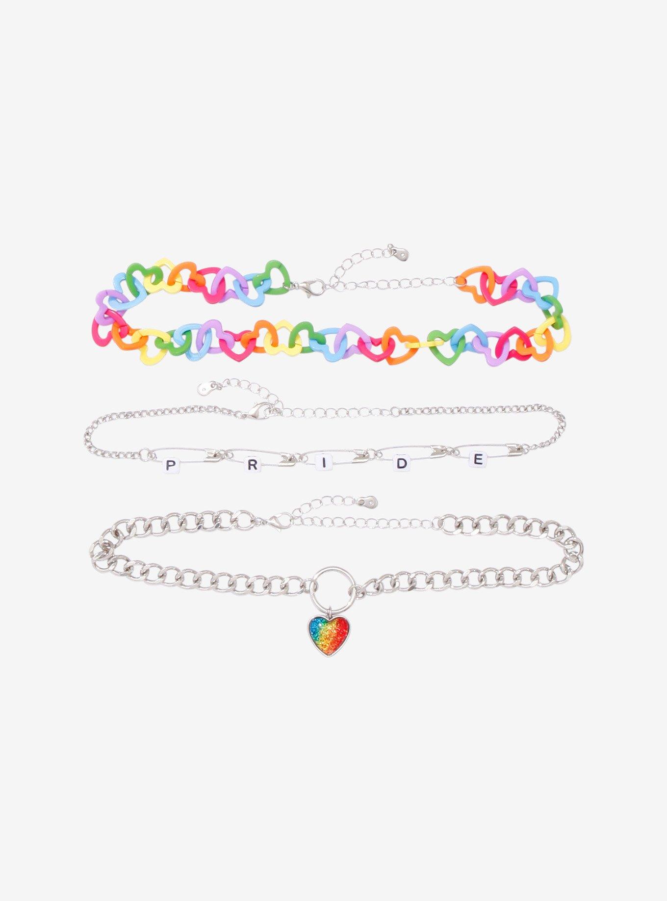 Pride Rainbow Heart Choker Set, , alternate