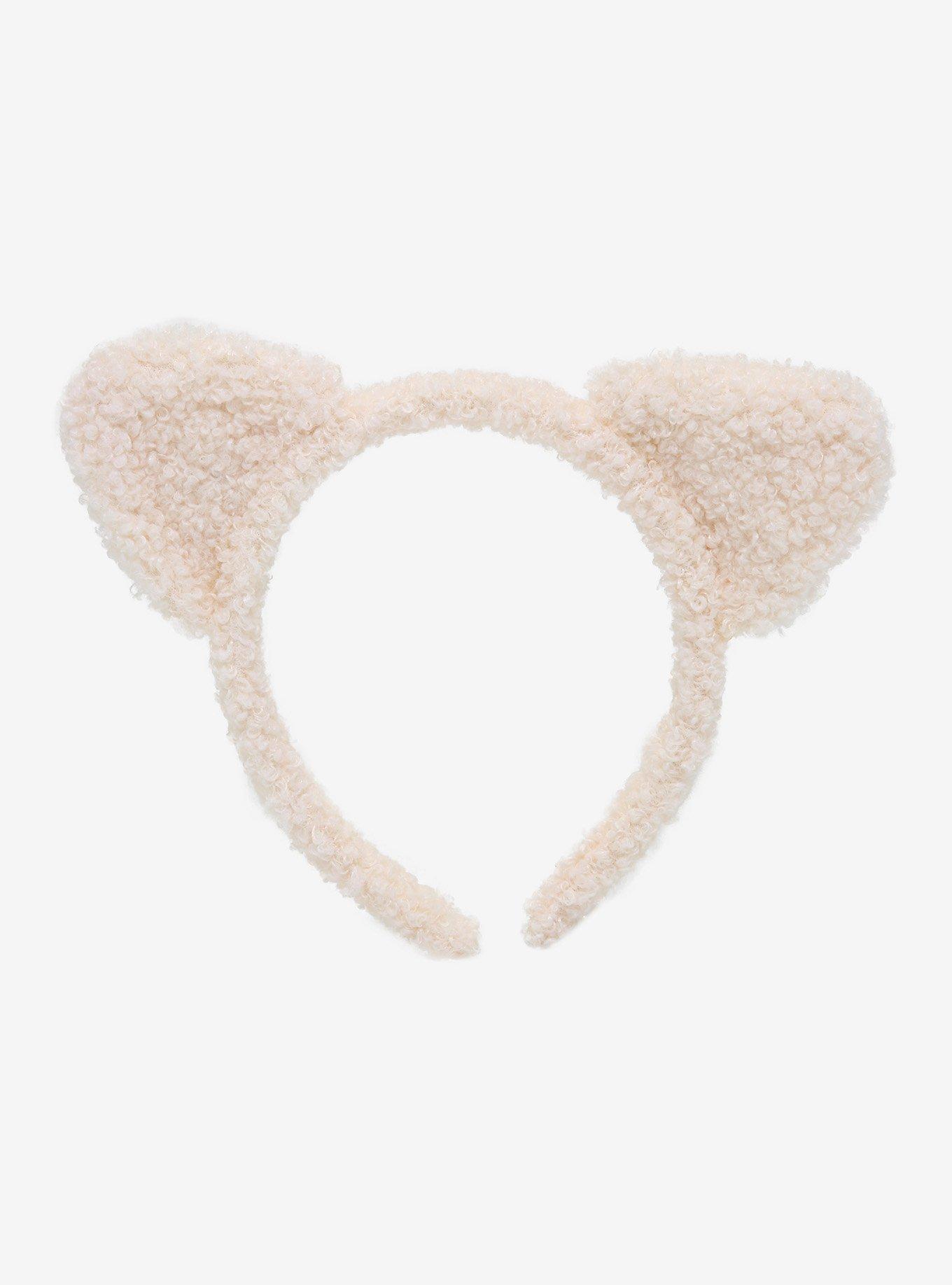 Teddy Ear Plush White Headband, , alternate