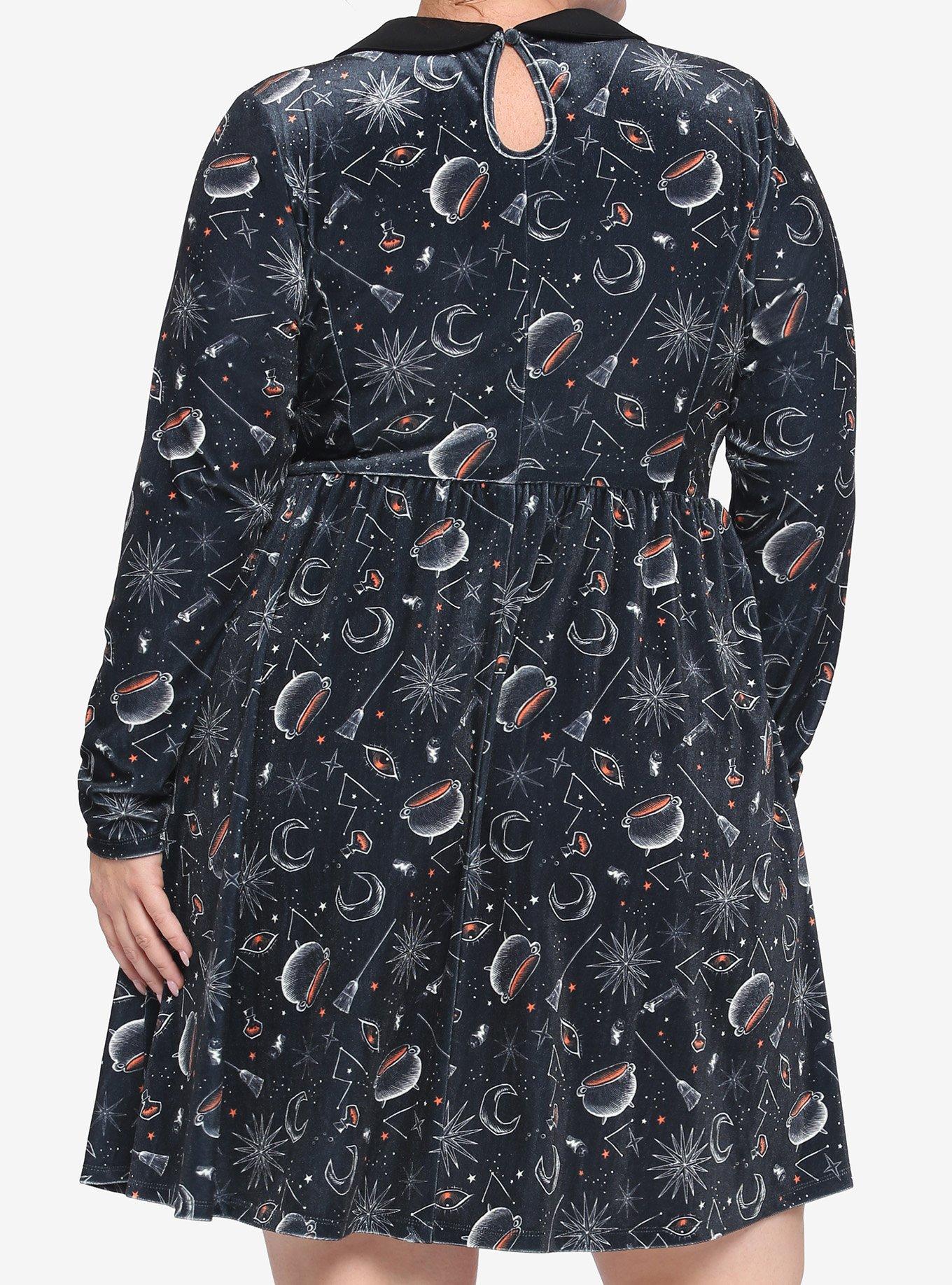 Disney Hocus Pocus Symbols Collar Dress Plus Size, MULTI, alternate